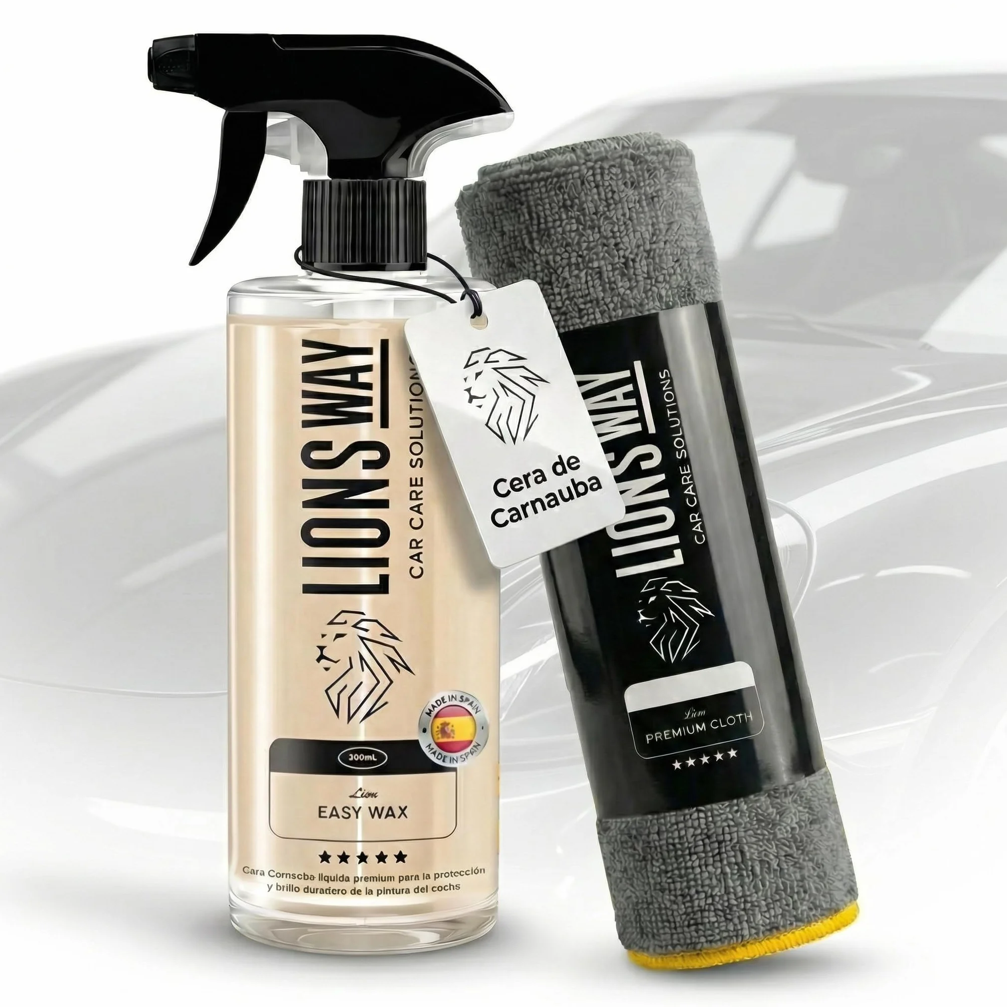 Cera de Carnauba para Coche 100% Pura - Tratamiento Cerámico e Hidrofóbico, Sin Silicona, Cera Líquida Alto Brillo, Sellador de Pintura Exterior, 500ml