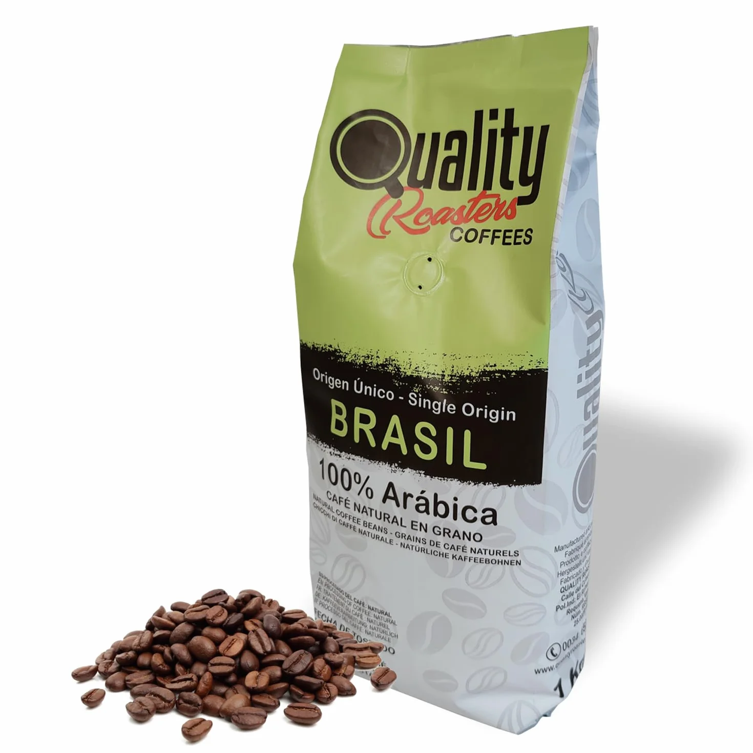 Café en grano natural 100% Arábica Origen único Brasil Tostado artesanal Tueste medio 1 kg