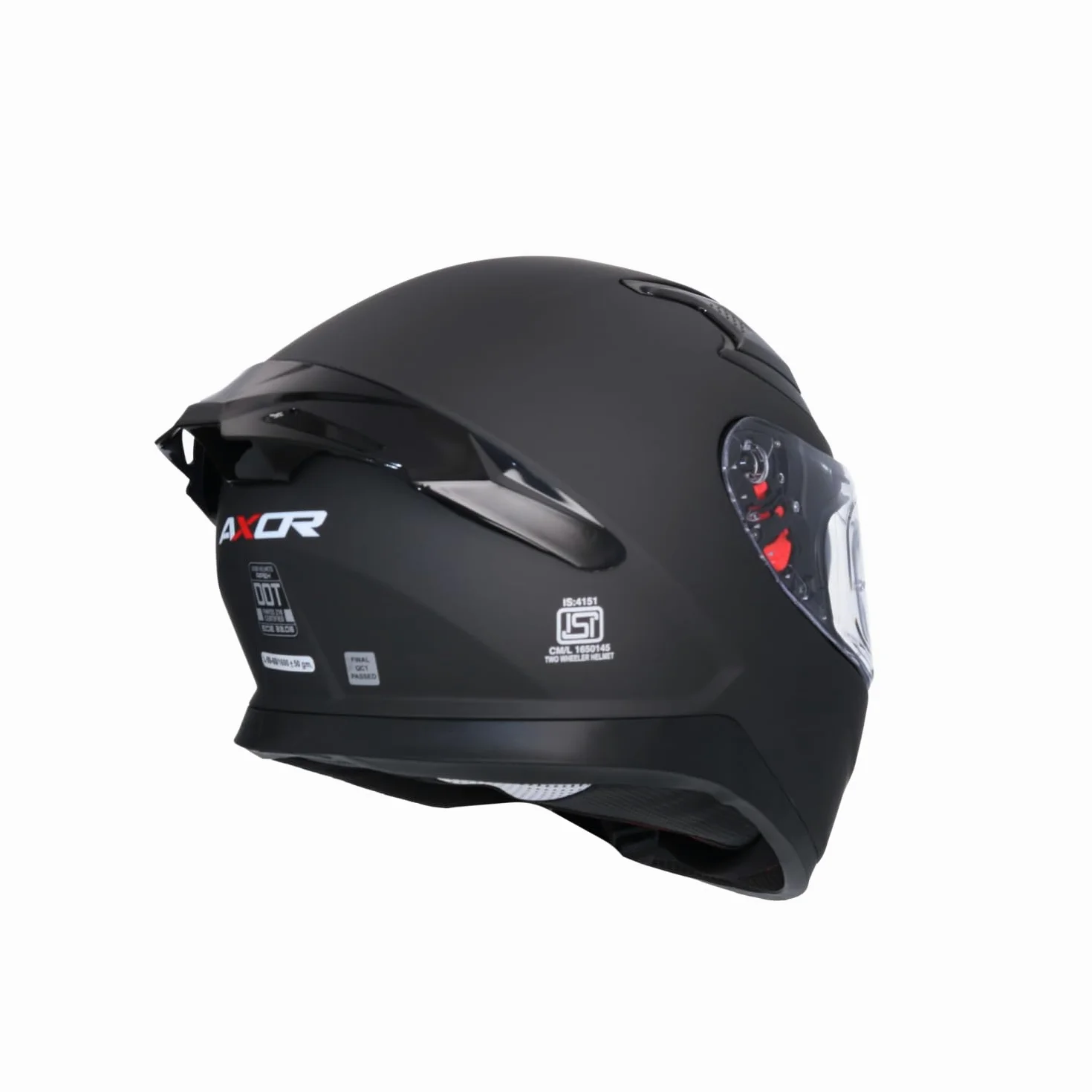 Casco AXOR Apex Solid Casco Integral de Moto Negro Mate con Pantalla Extra y Lente Solar, Diseño Deportivo, Talla L
