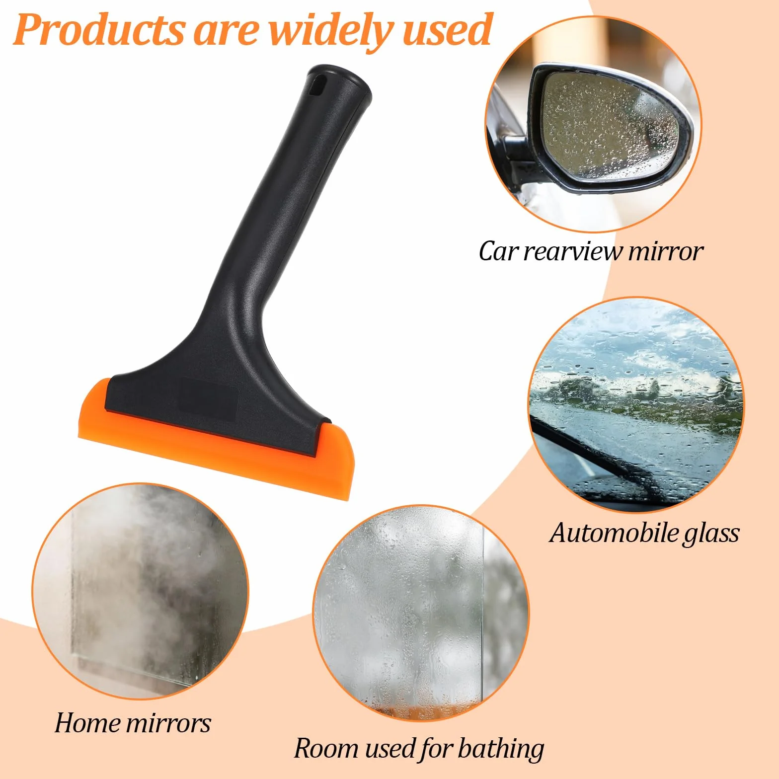 Limpiacristales de silicona para coche, pequeño limpiacristales de ducha, versátil para ventanas de coche, espejos, cristal, cocinas, baño (negro)