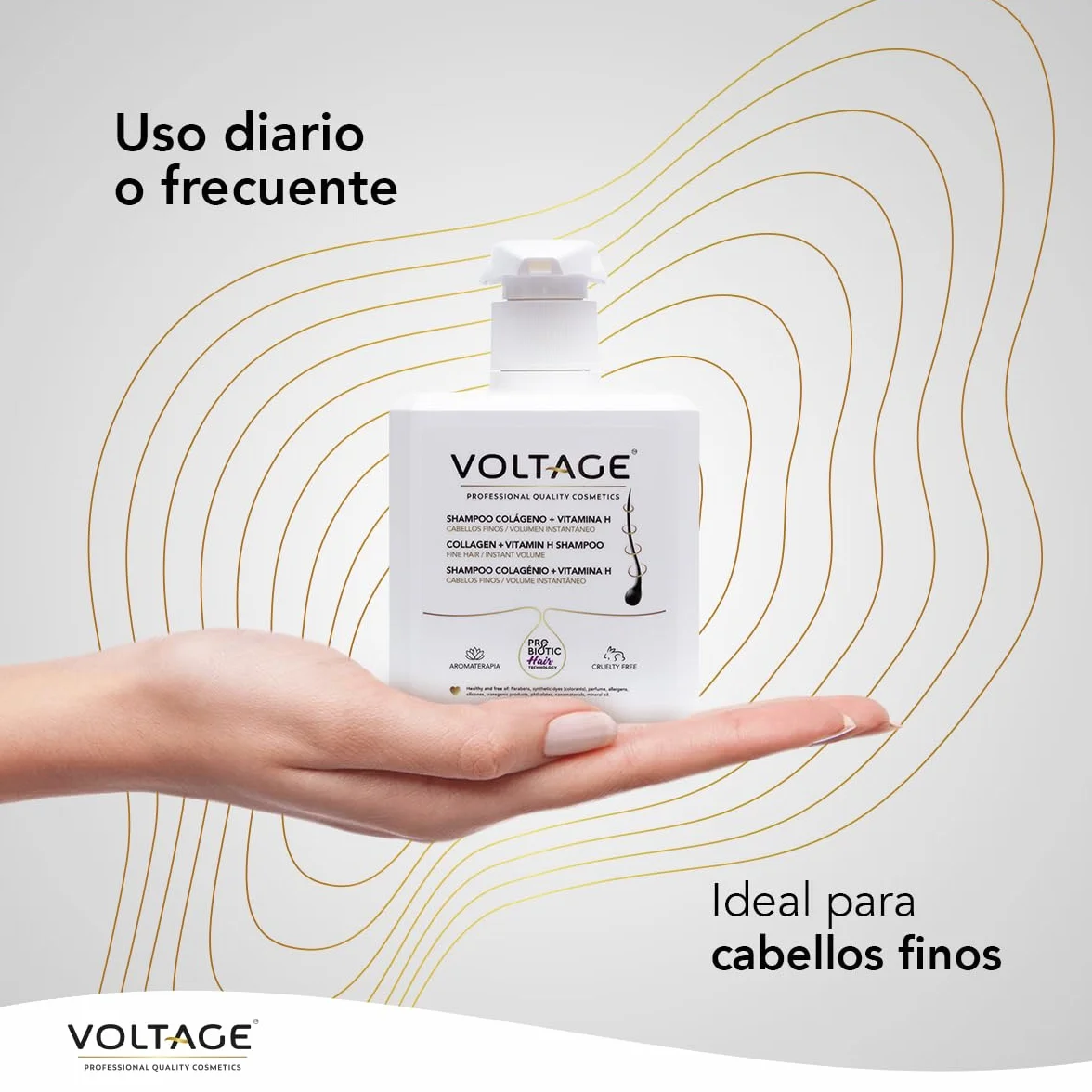 Voltage Cosmetics Champú Colágeno Biotina 500 ml Volumen Antirotura