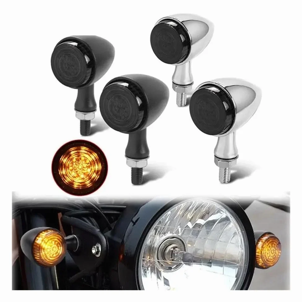Luces Señal Giro Luz LED De Señal Giro Para Motocicleta Metal | Luz LED De Señal Giro Para Motocicleta Metal 10mm, Lámpara Intermitente Tipo Bala, Luces Led Modo Clignotants Para Moto