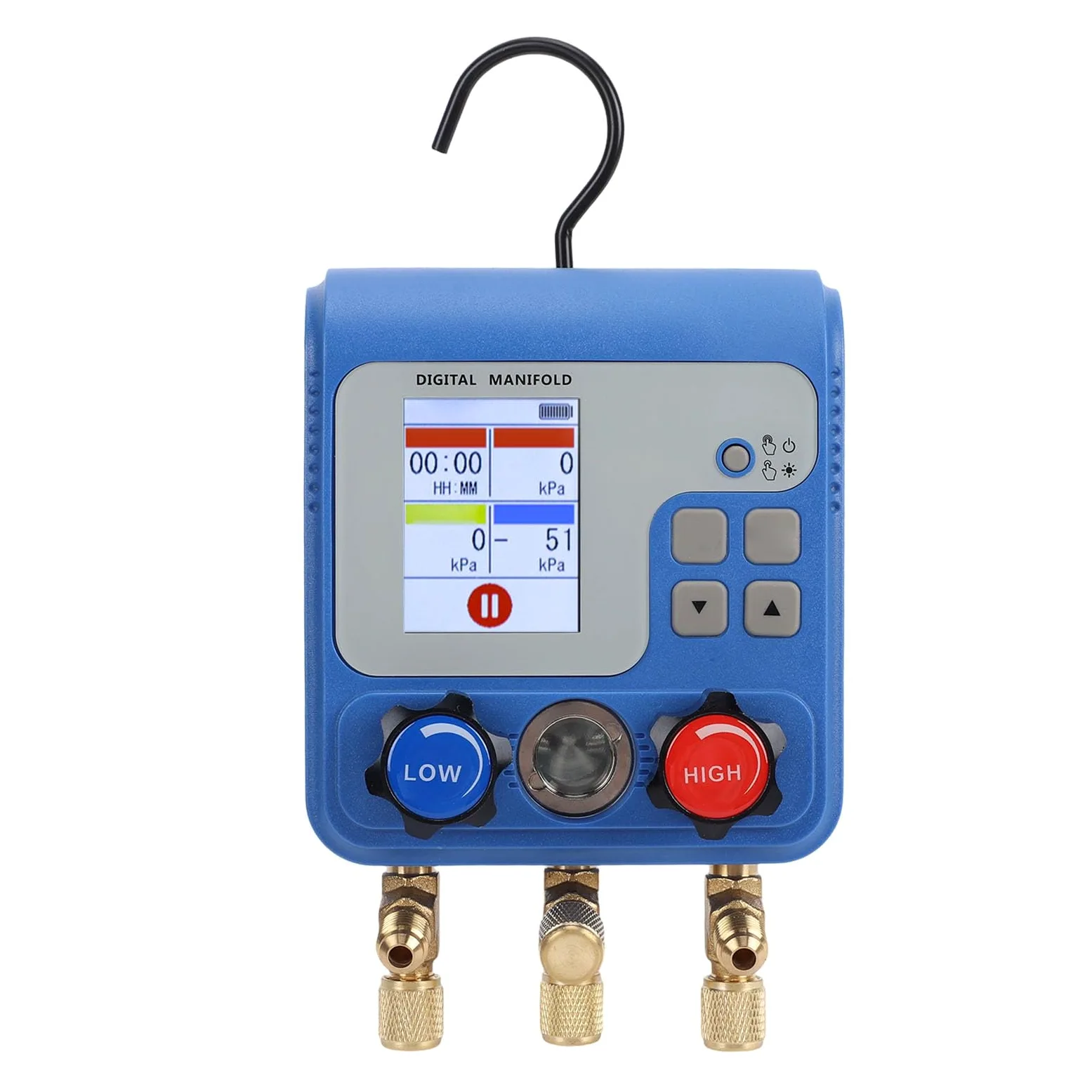 Keenso Manómetro Digital de Colector HVAC con Pantalla Dual para Pruebas de Presión y Comprobación de Vacío Precisas, Adecuado para Profesionales de HVAC, Mide 0-6000 KPa