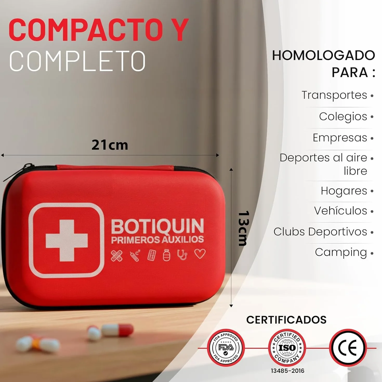 Botiquín de Primeros Auxilios Premium 200 Piezas Kit de Supervivencia para Coche Viaje Hogar