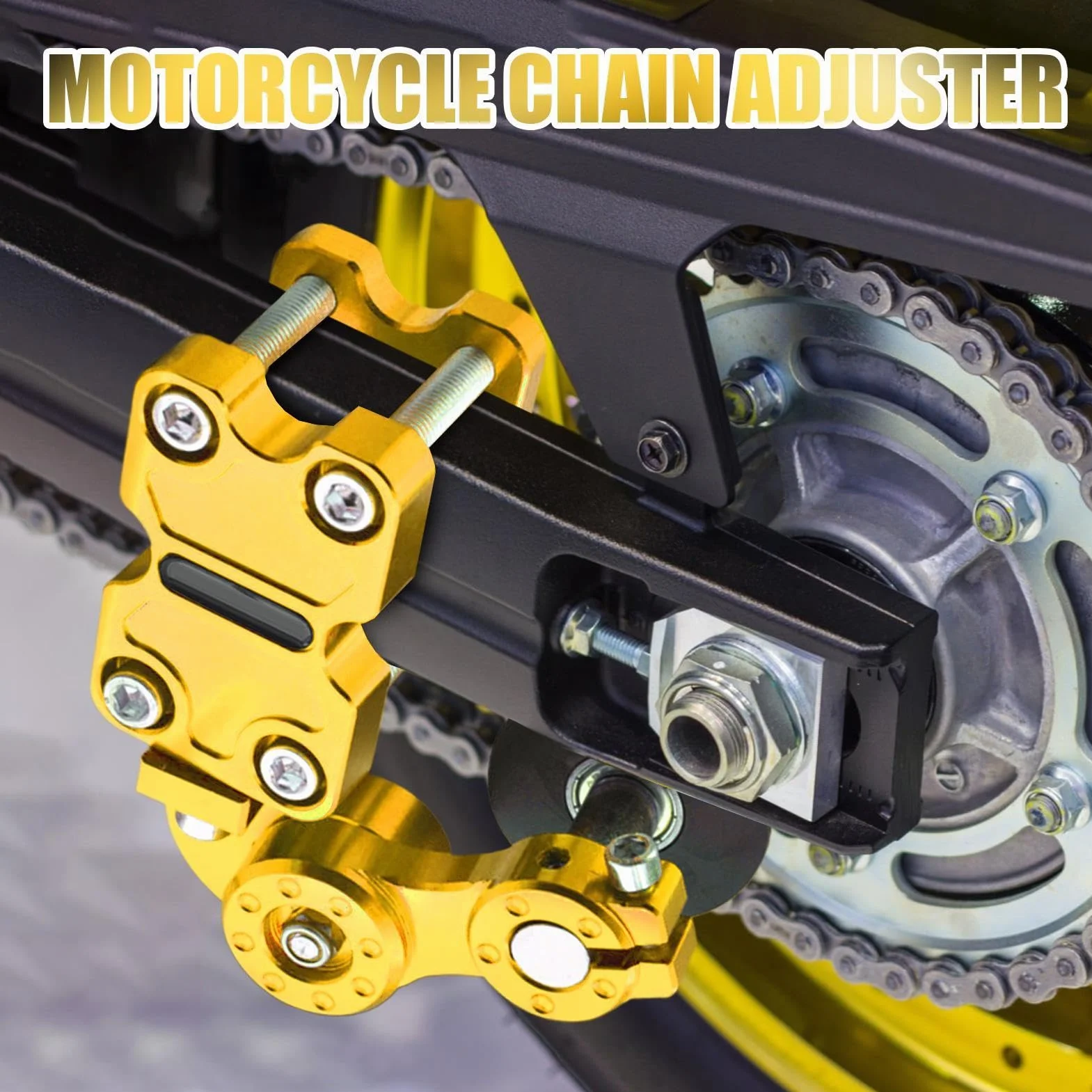Ajustador de cadena de motocicleta,Herramienta de ajuste de cadena Motocicleta, Ajuste de cadena modificado con guía de tensión automática, Herramienta de engranajes de modificación de cadena