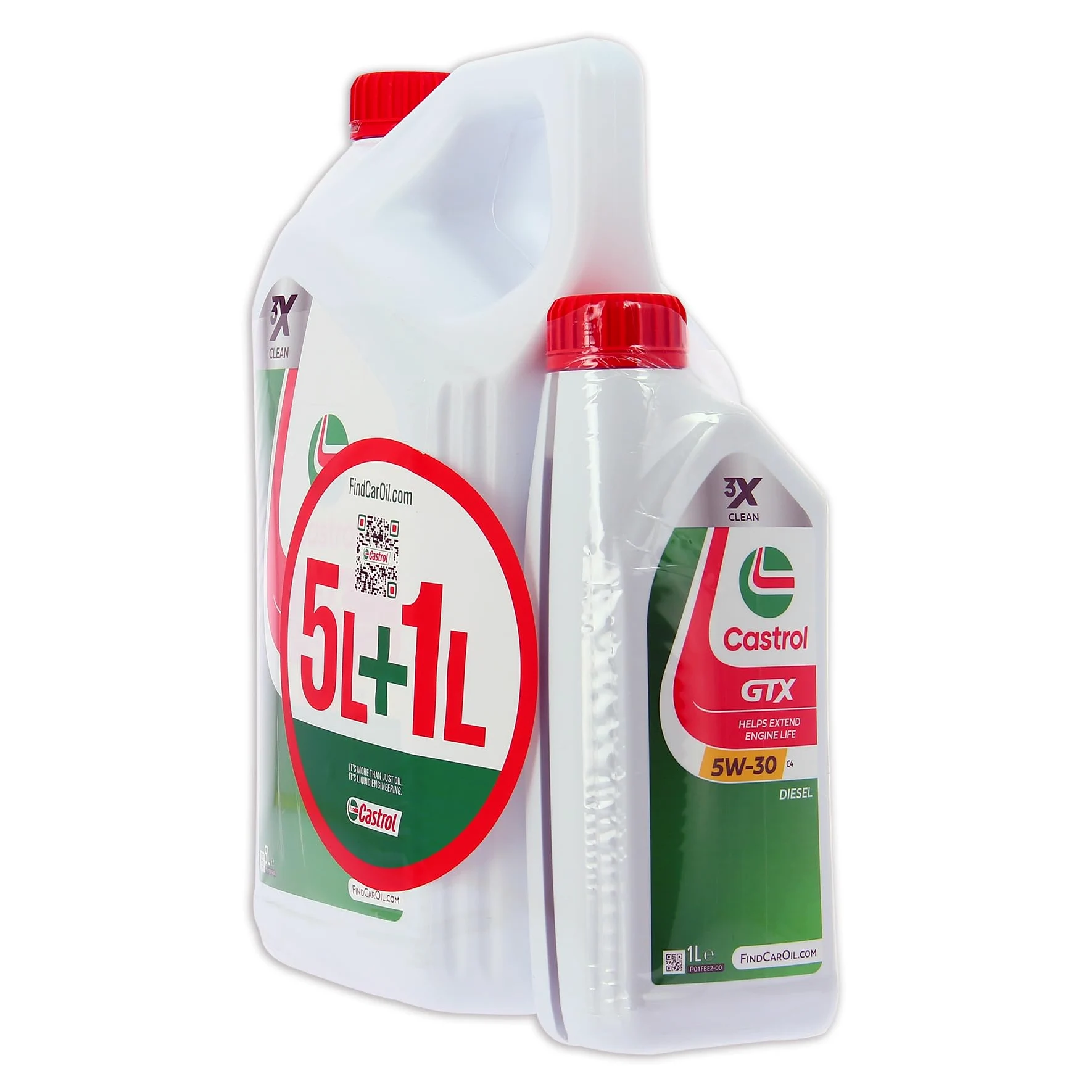 CASTROL GTX Aceite de Motor 5W-30 C4, pack de 5+1L, Homologación ACEA C4, Ayuda a prolongar la vida útil del motor