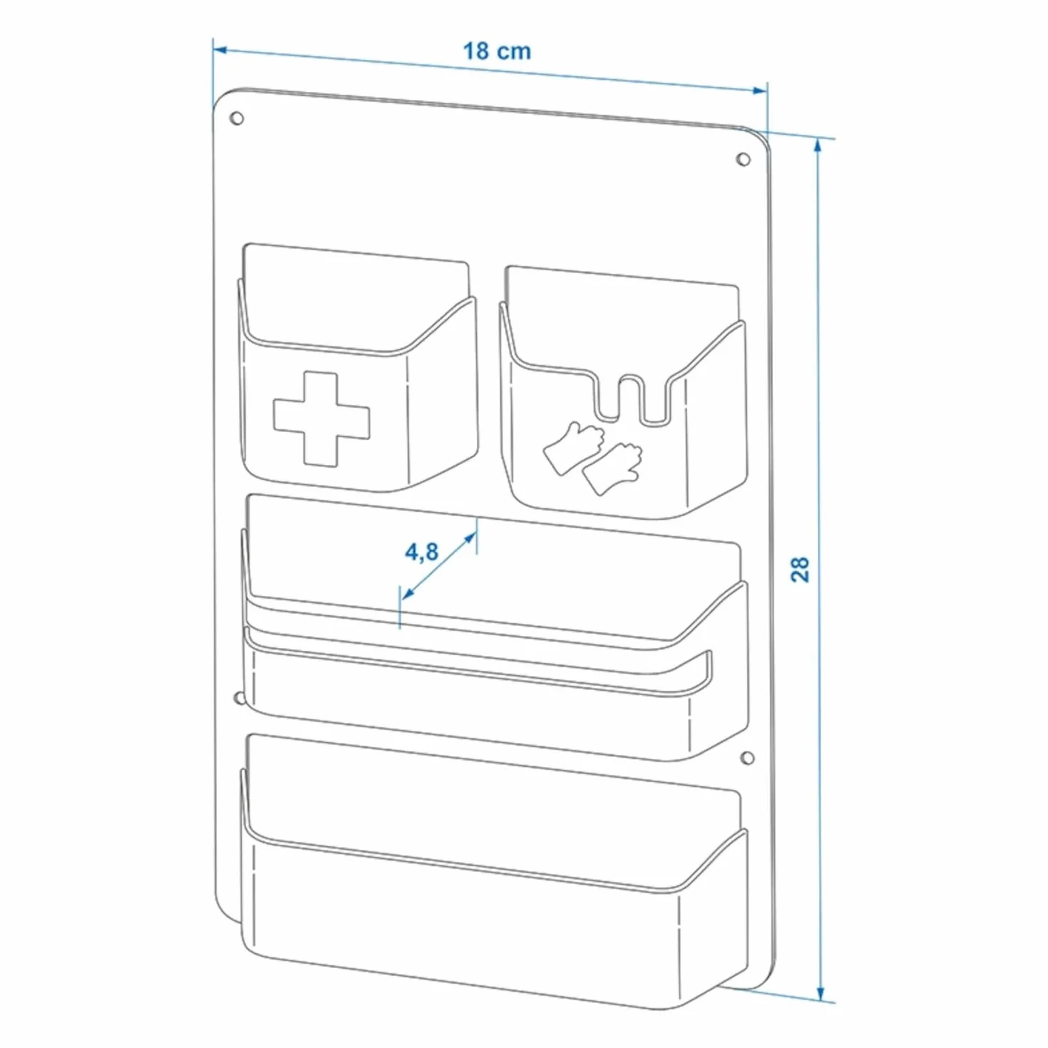 ProPlus 230094 Organizador para puerta de servicio, caravana, caravana, tamaño 28 x 18 x 4,8 cm, con cinta adhesiva M3