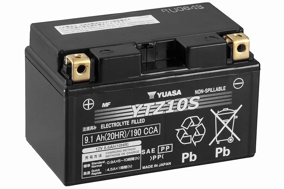Batería moto Yuasa YTZ10S AGM - Sin mantenimiento - 12 V 8 Ah - Dimensiones: 150 x 87 x 93 mm compatible con HONDA VT400S 400 2010-