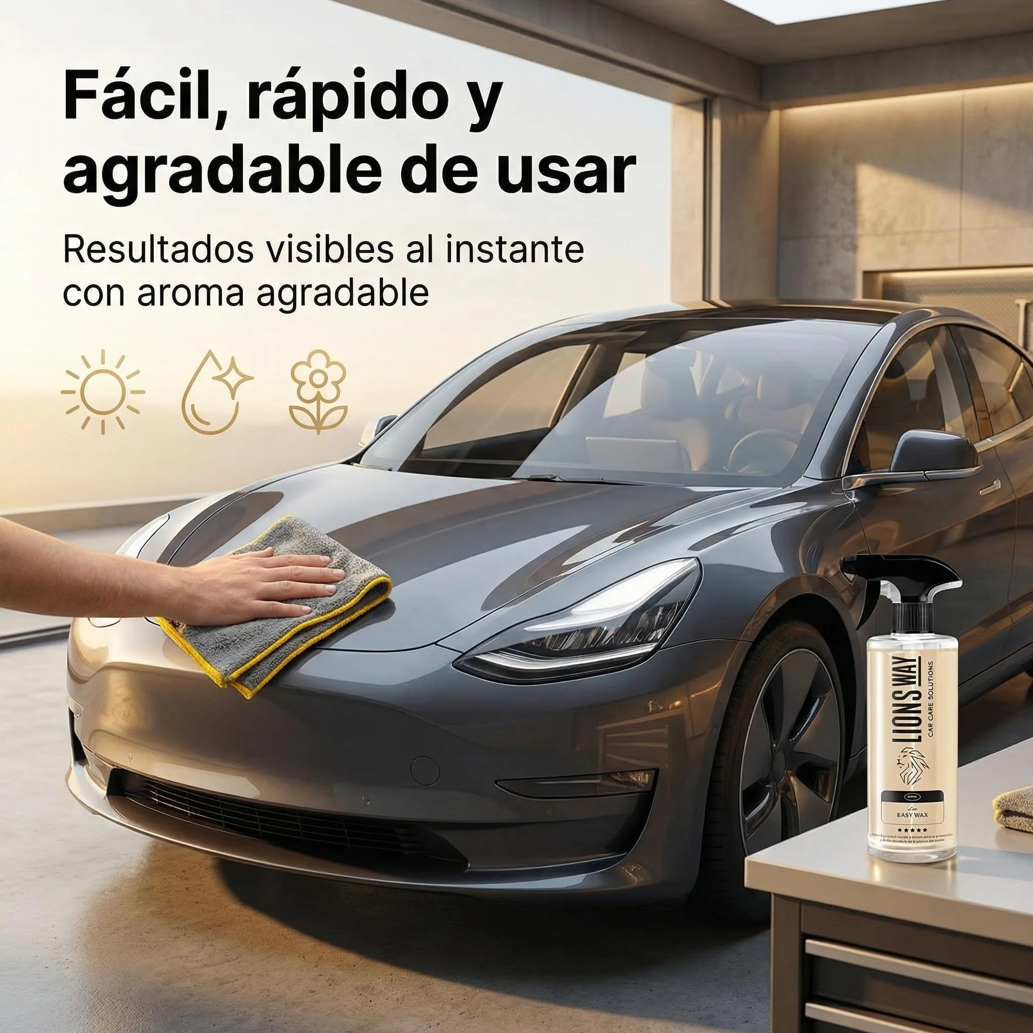 Cera de Carnauba para Coche 100% Pura - Tratamiento Cerámico e Hidrofóbico, Sin Silicona, Cera Líquida Alto Brillo, Sellador de Pintura Exterior, 500ml