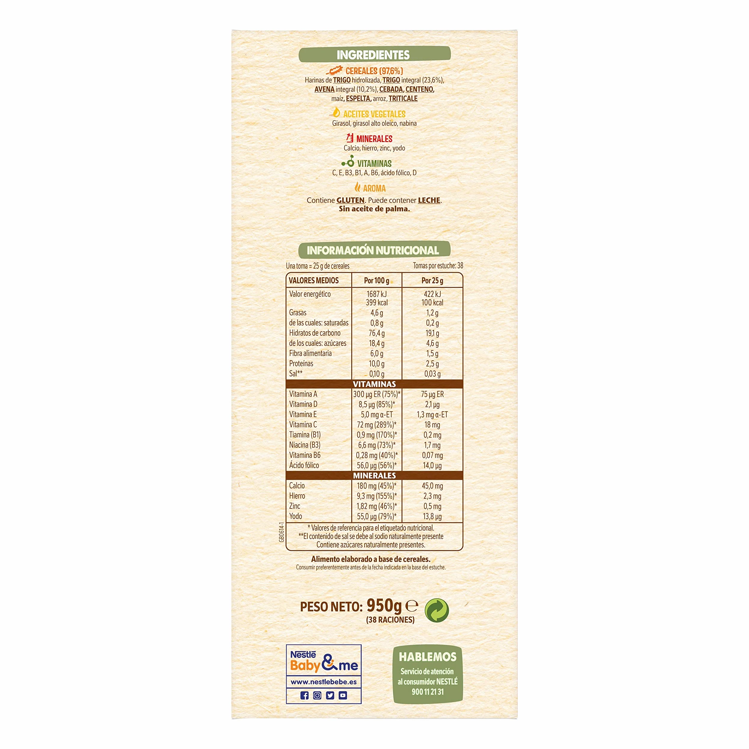Nestle Papilla 8 Cereales, 950 g