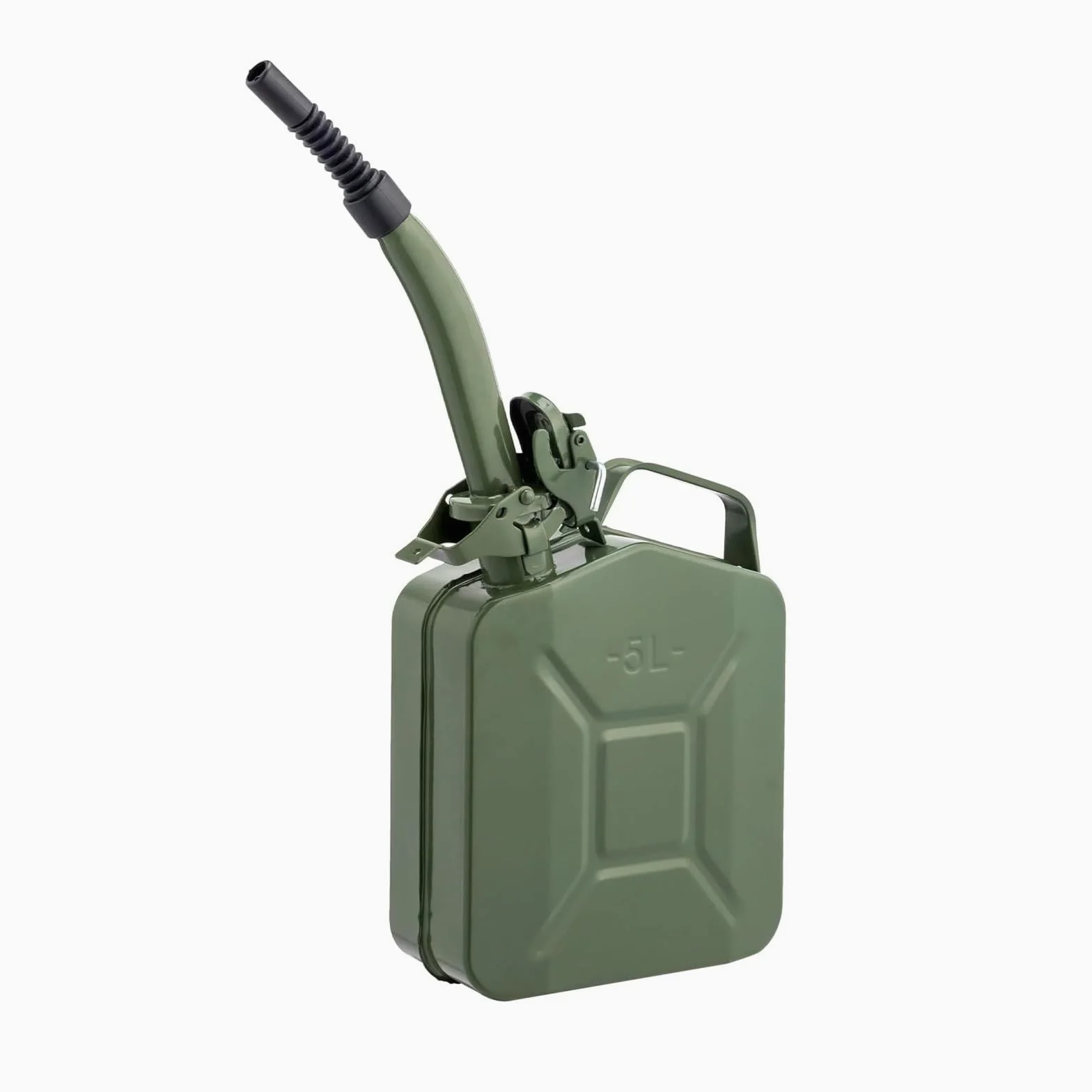 Bidon Gasolina Metálico Hermético con Boquilla Flexible, Deposito Gasoil, Bidón Portátil para Coche, Moto, Quad(5L/1.3Gla)