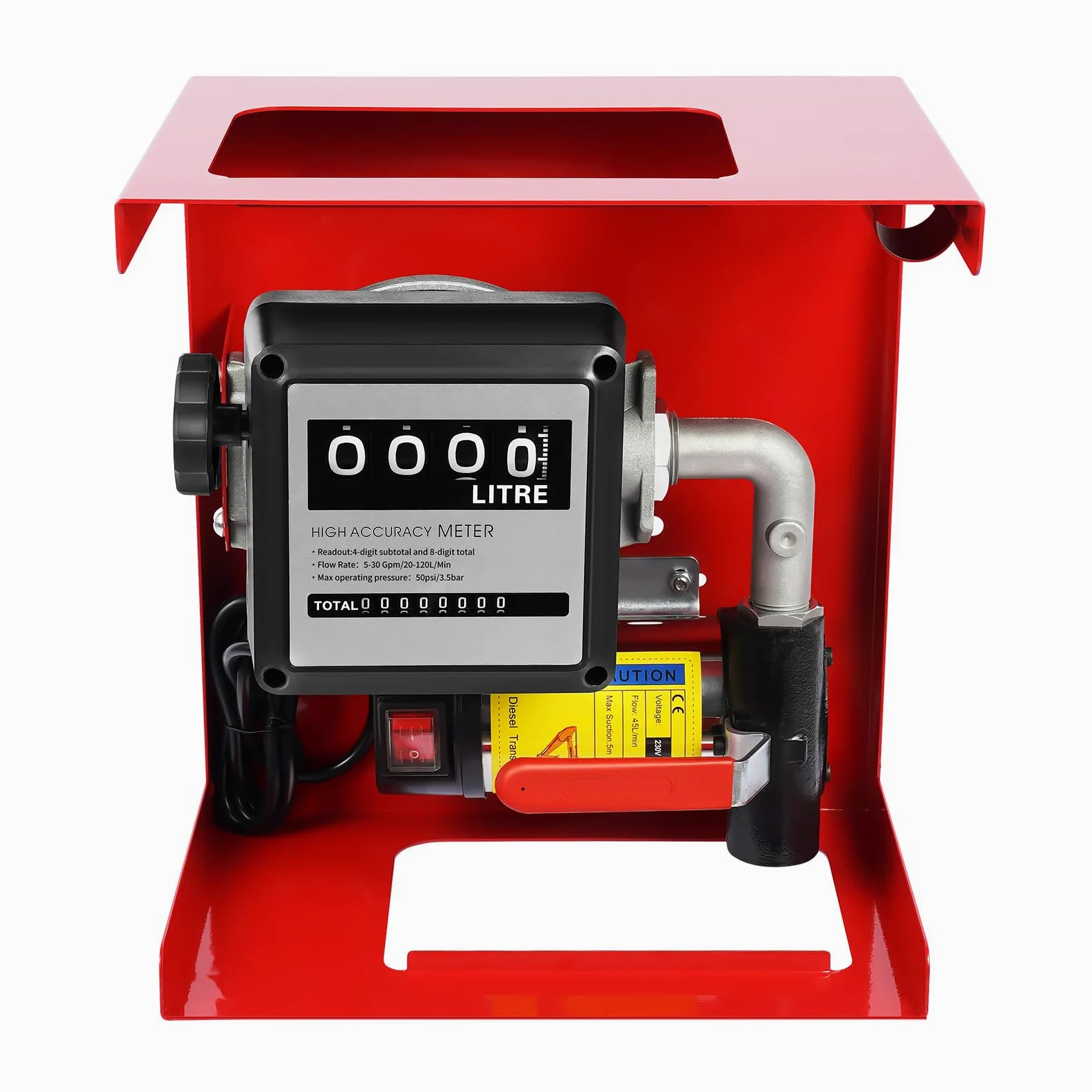 Bomba Diesel,230V Bomba Diesel Automática 200W Bomba Diesel Bomba De Combustible,Bomba De Combustible Auto-Amorzante Con Medidor De Flujo,Estación De Gasolina Móvil