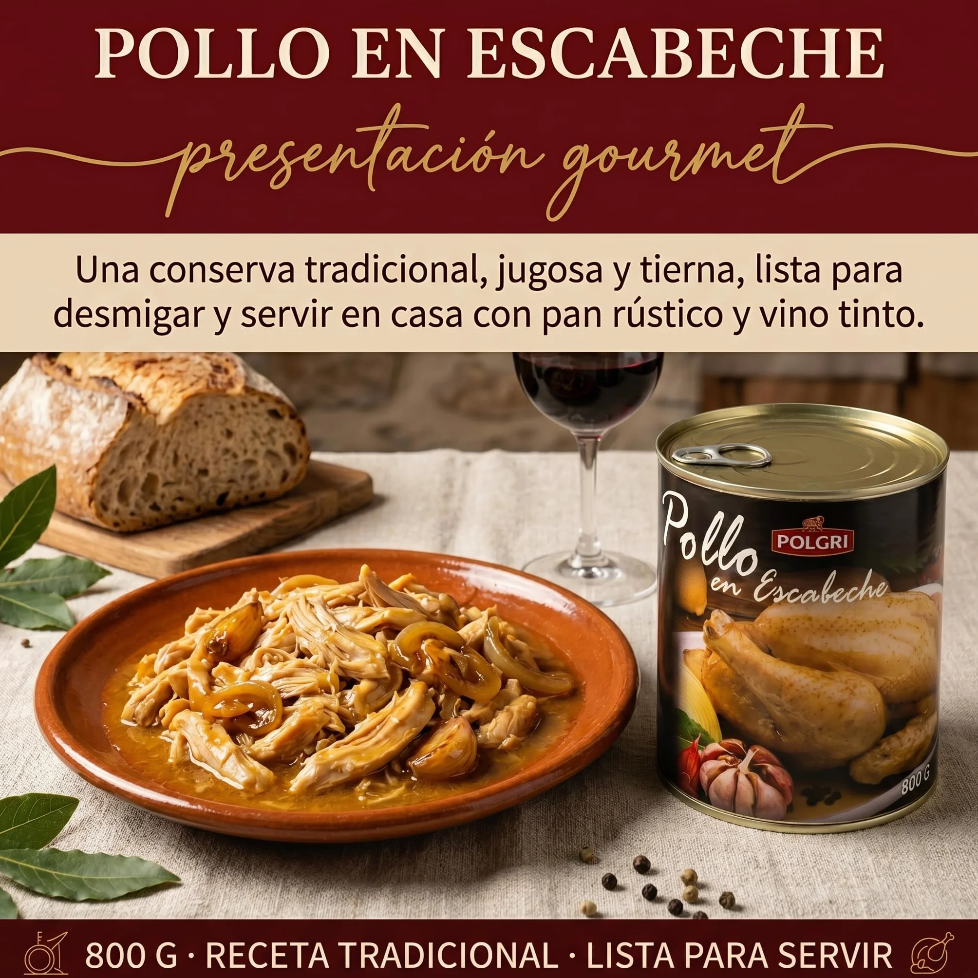 Pollo en Escabeche Polgri 800 grs. x 3 unds.