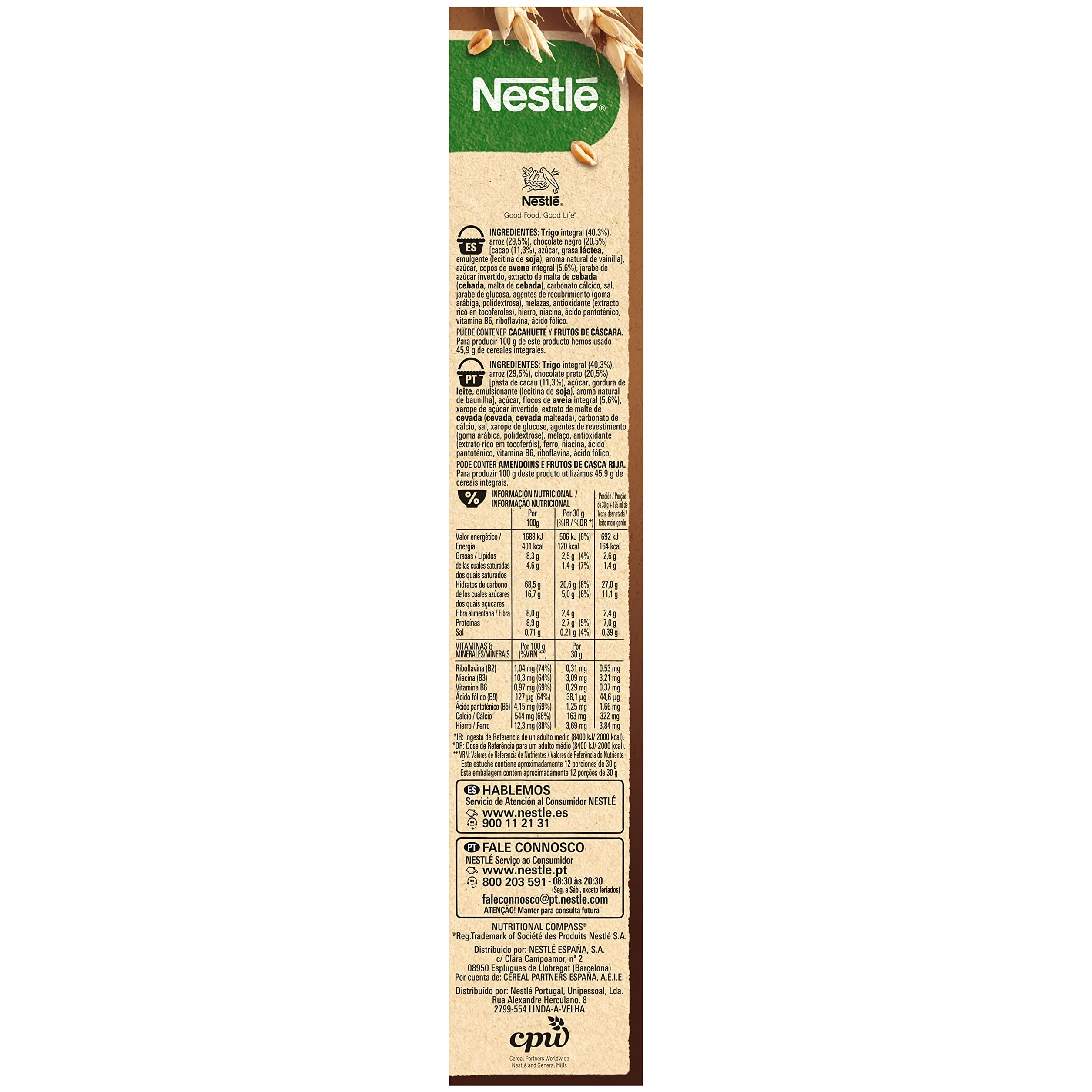 Nestlé Fitness Chocolate Negro Cereales Integrales 375 g