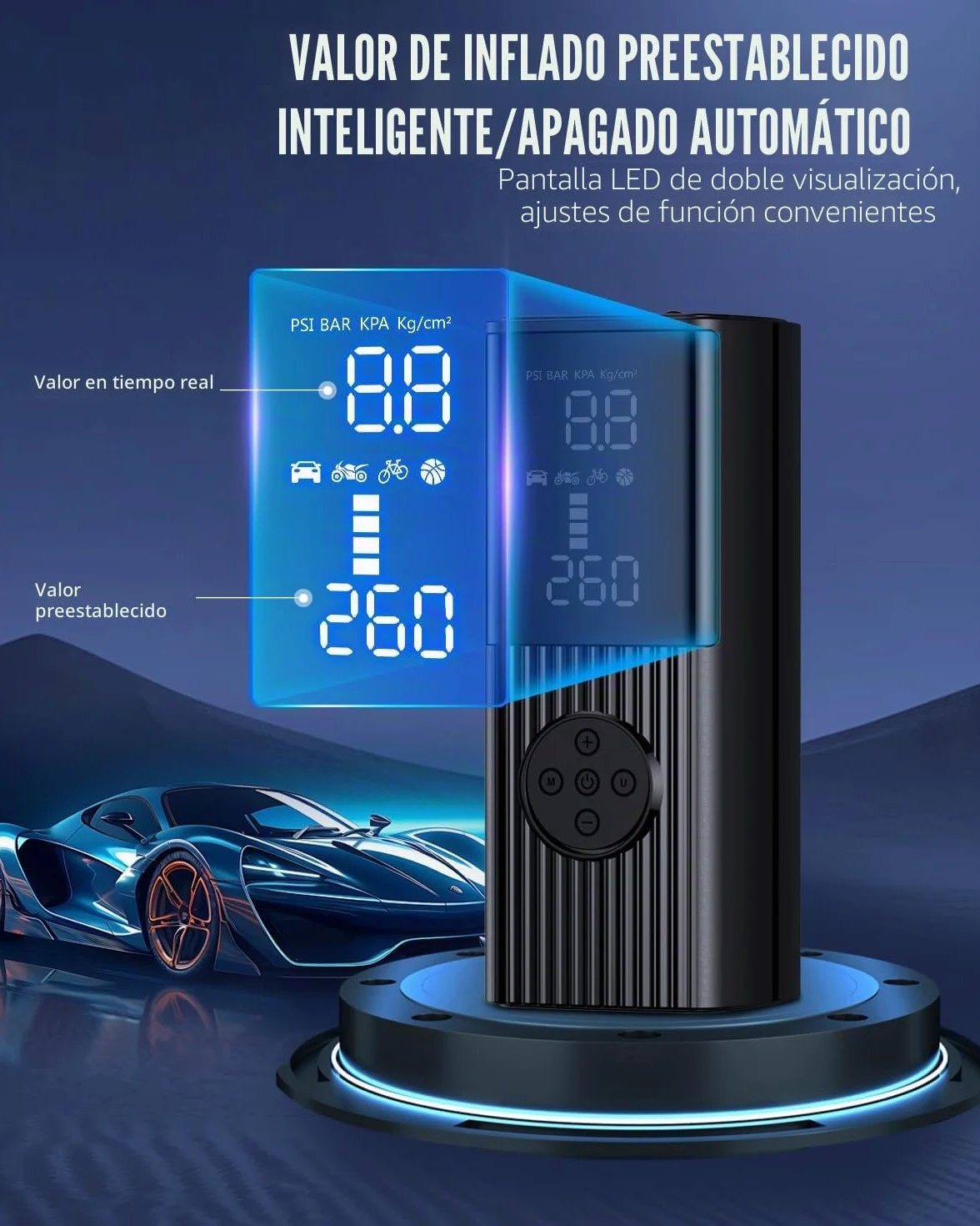 Compresor de aire portátil inflador de neumáticos, compresor de aire portátil de 180 PSI con batería de 25000 mAh, bomba de aire inalámbrica de inflado rápido 3X para coche, motocicleta, bicicleta