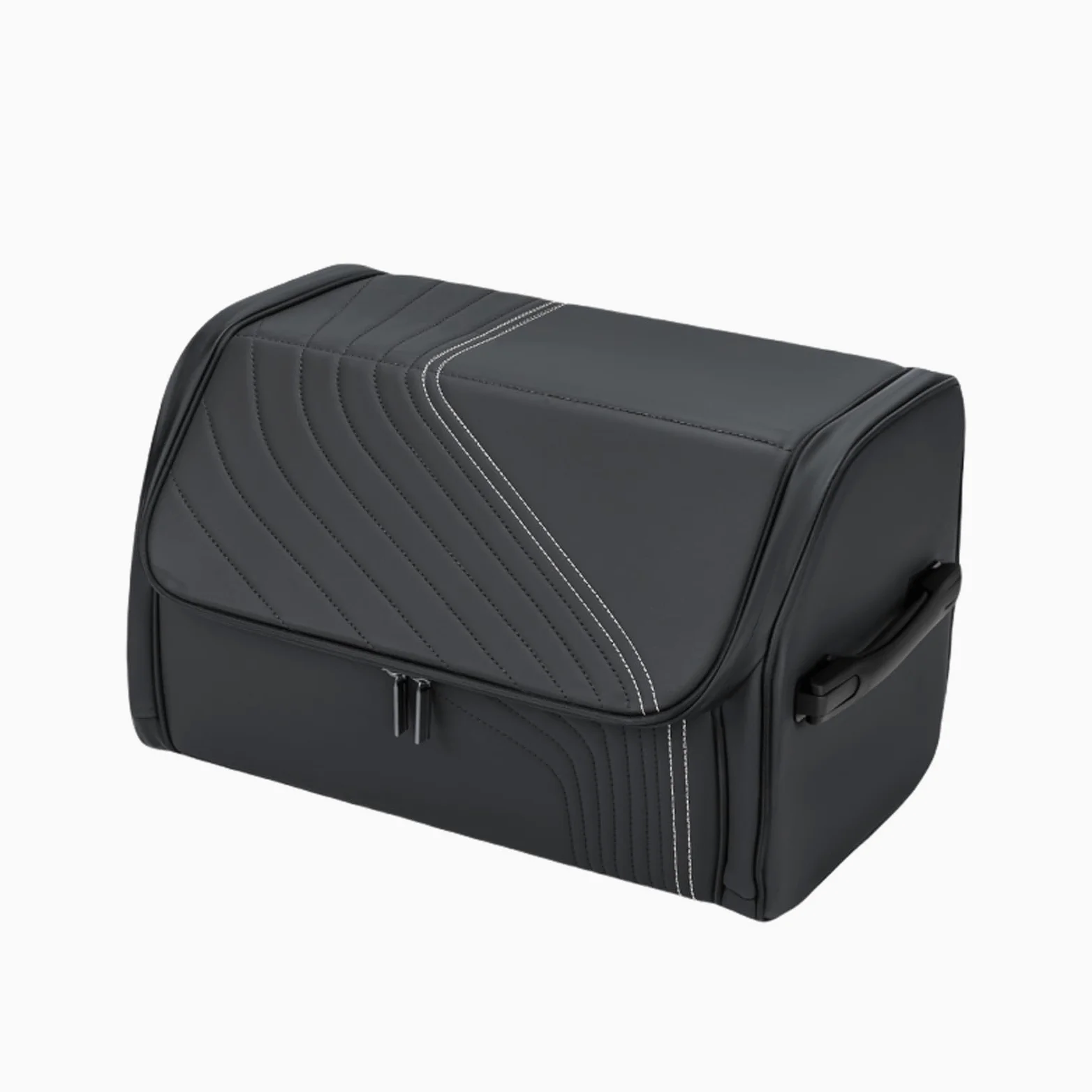 Organizador de maletero plegable for coche - Organizador de maletero plegable con tapa - Organización del maletero ，Caja de almacenamiento para coche(Black)