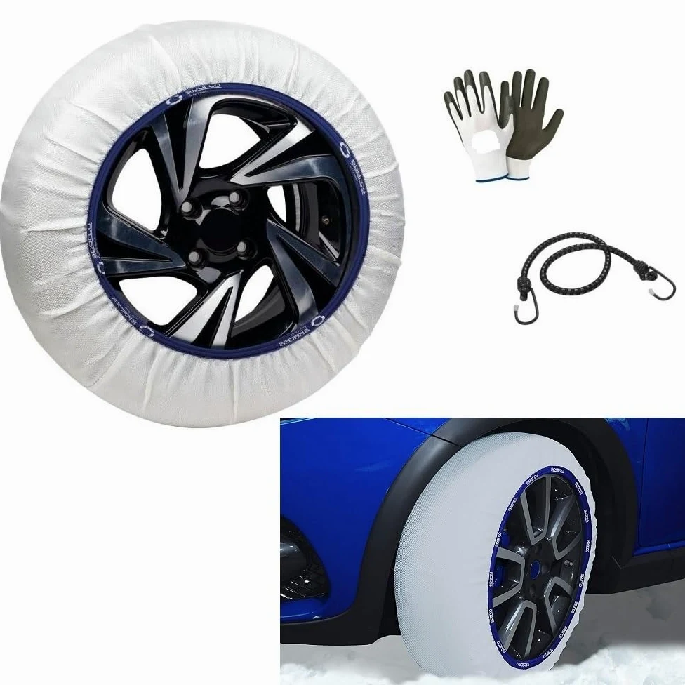Calcetines DE Nieve para NEUMÁTICOS 275/40 R21 CALZANEVE Tamano XXL para Llantas DE Ruedas DE Coche PAR DE Calcetines DE Nieve Ice EN Tejido HOMOLOGADO SPARCO Silent Snow Socks Cadena DE REEMPLAZO