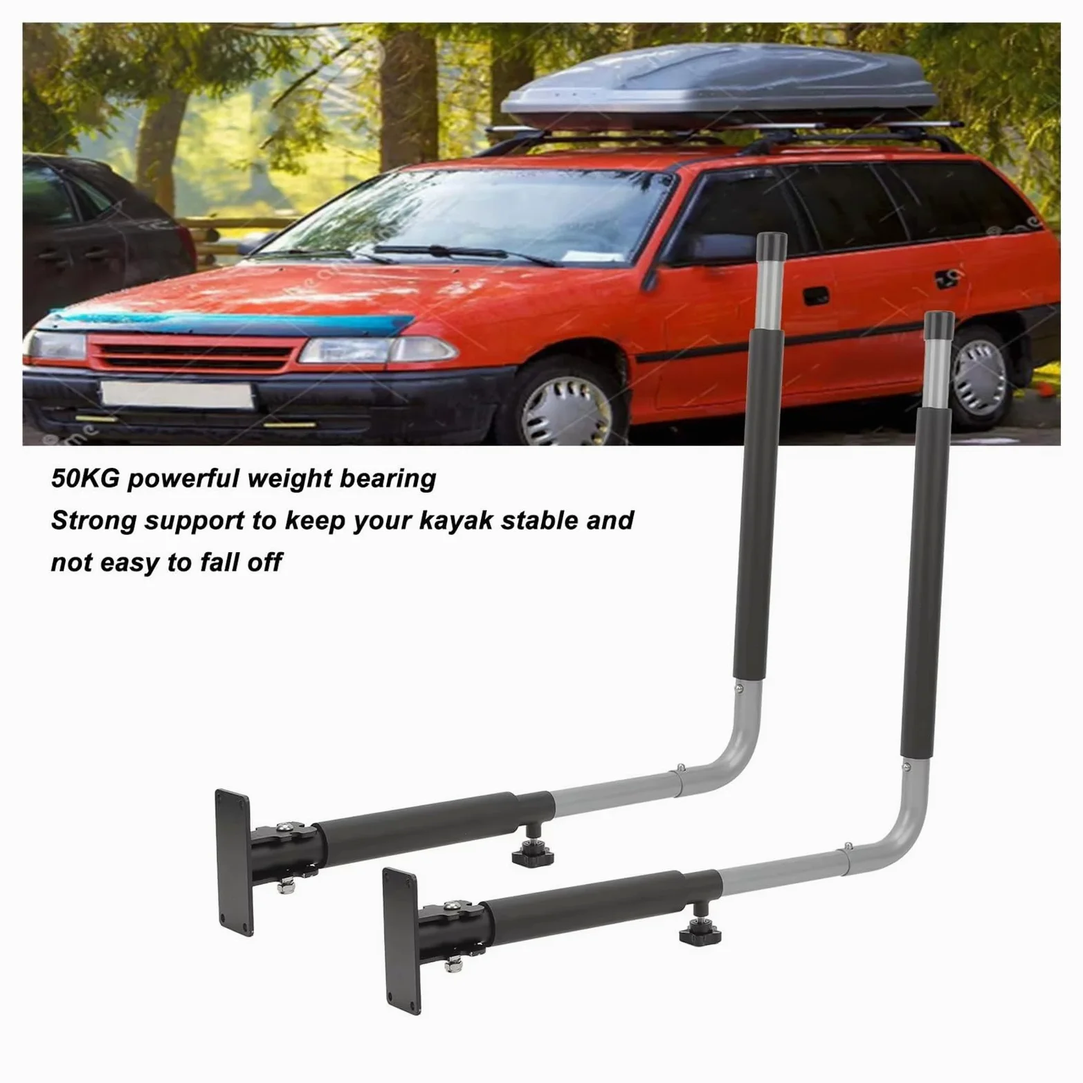 portaequipajes Techo CajaTecho Estante Montaje Pared Telescópico Plegable Soporte Carga 50KG Ganchos Kayak Colgador Canoas Tabla Surf Baca Coche