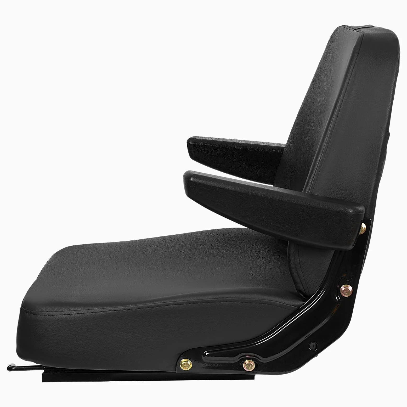 Asiento de tractor universal con reposabrazos, asiento de remolque ajustable, asiento de conductor de cuero de PVC para tractores, cortacésped, carretillas elevadoras, excavadoras - negro