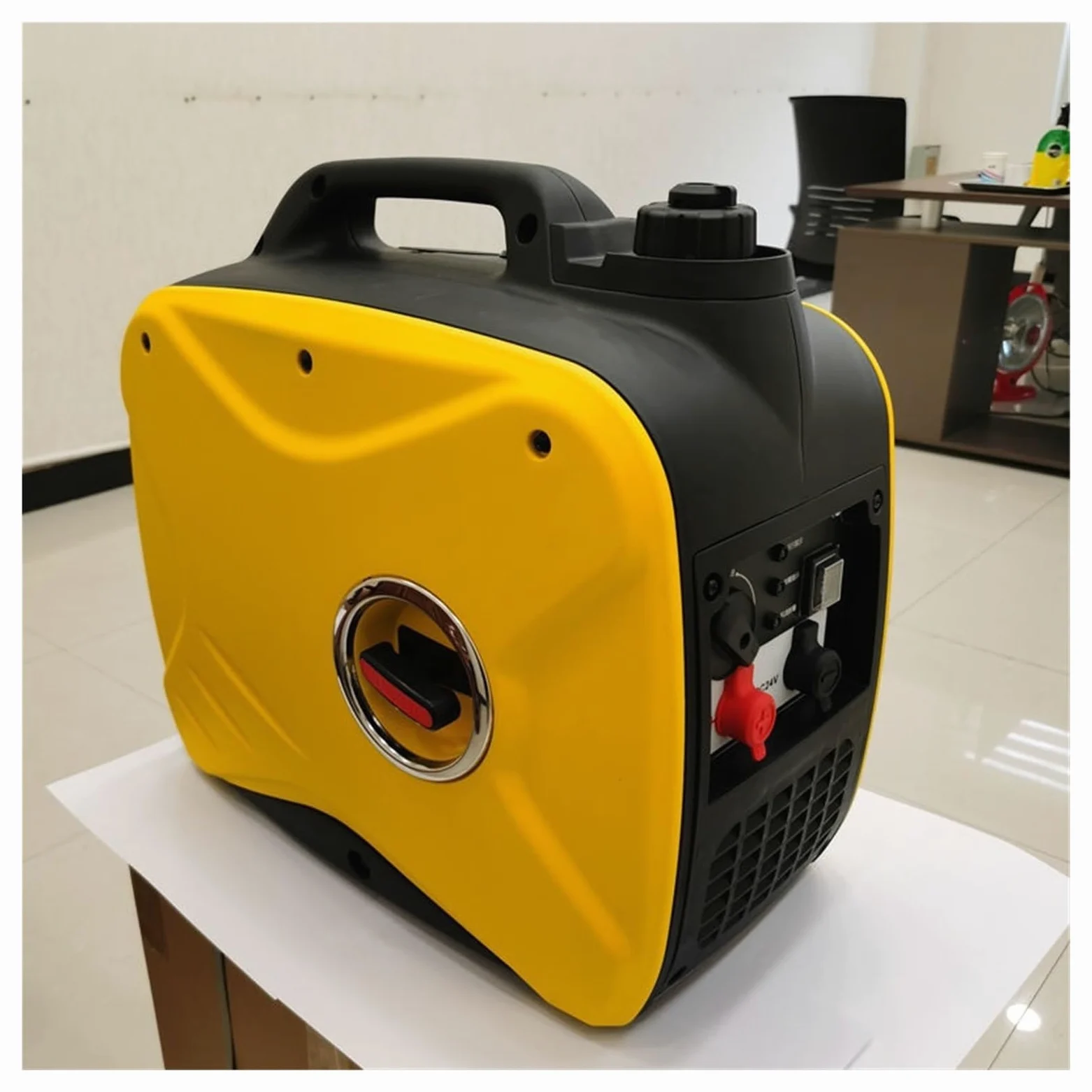 Aire acondicionado de estacionamiento de 24 V, generador automático de gasolina, arranque remoto, vehículo de carga de CC, silencioso, pequeño diésel Para bricolaje(Yellow)