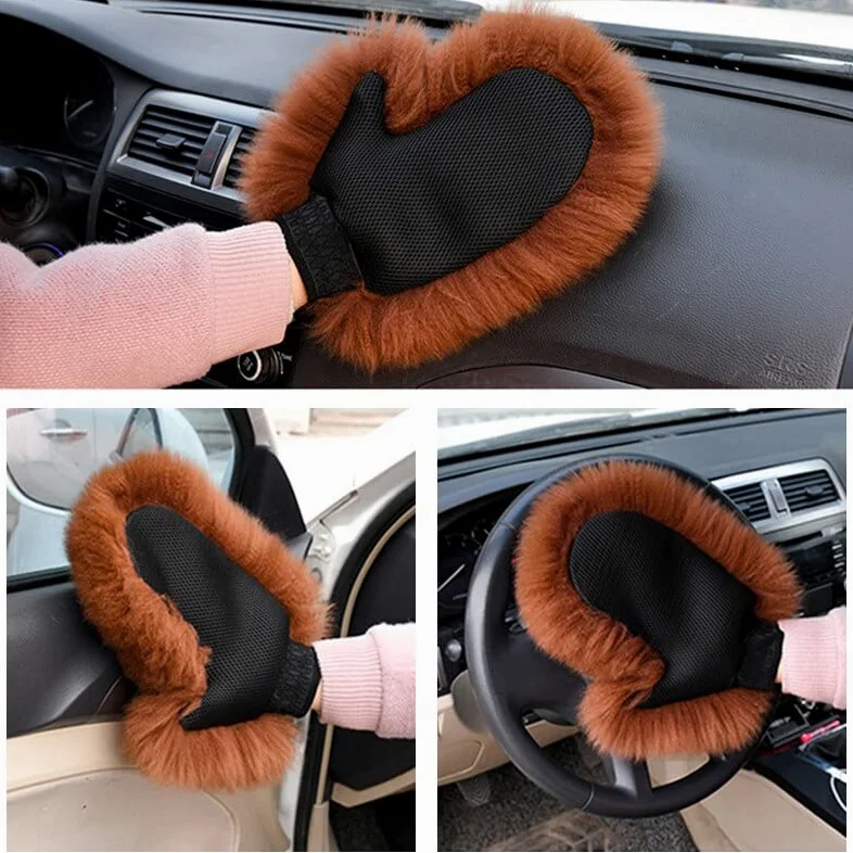 Manopla de lavado de coches, guantes de lana para lavado de automóviles, guantes de lavado de autos para proteger la superficie de pintura, guantes de felpa para quitar el polvo, herramientas
