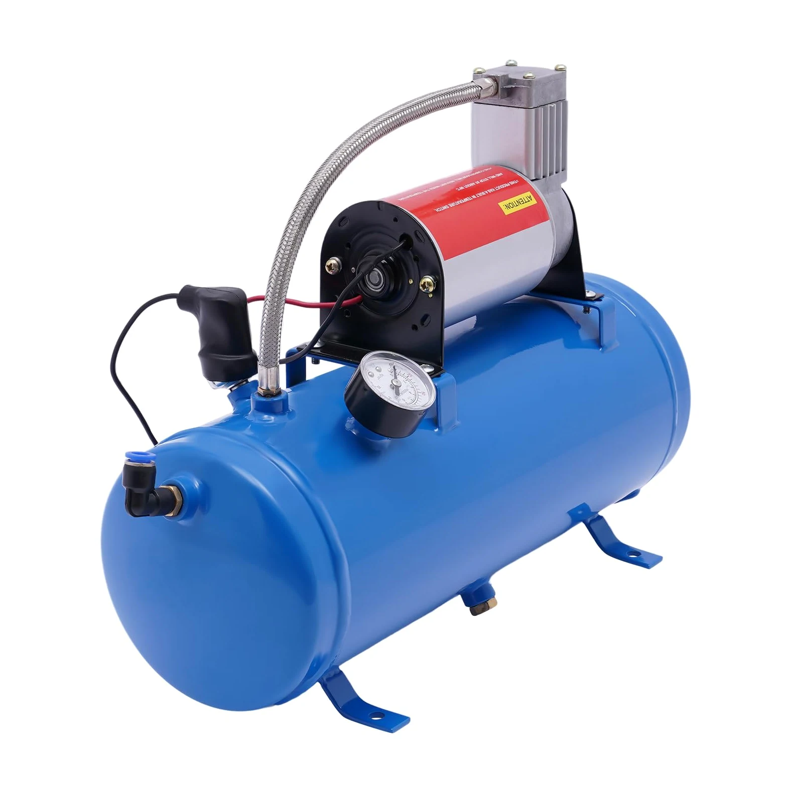 Kit de compresor de aire con depósito de 6 litros, kit de chimenea de aire portátil con compresor de aire 150 Psi 12 V, bomba de aire para todas las vehiculas, 12 V, trenes barcos, coches