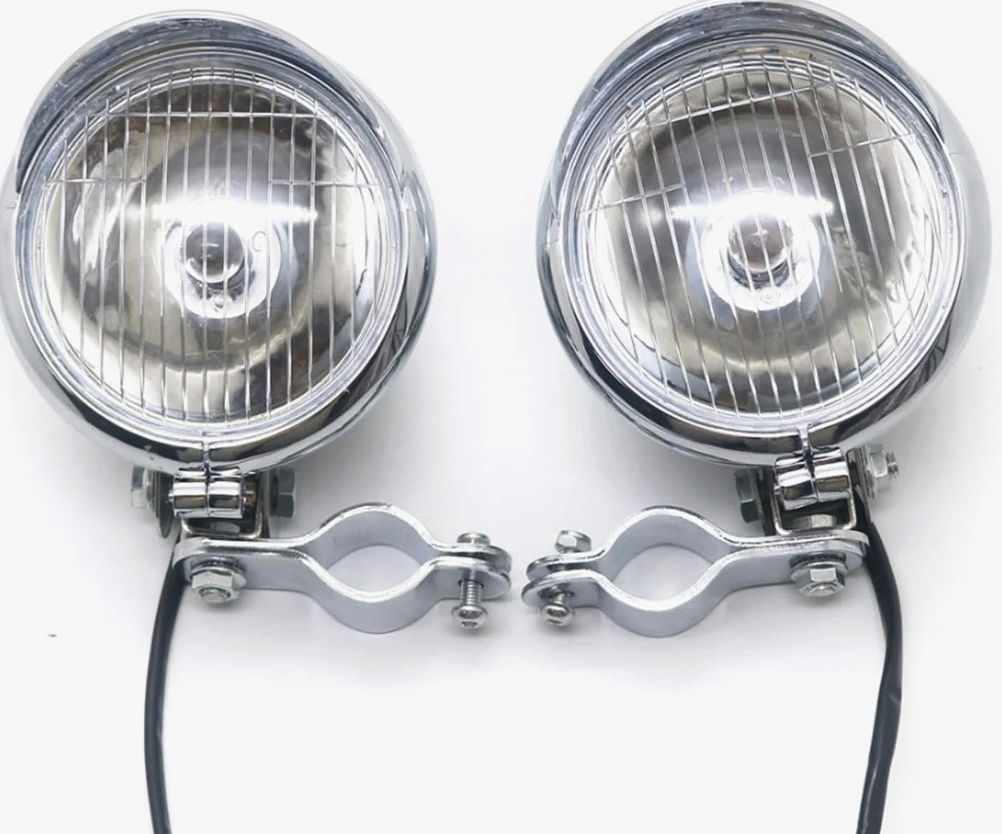 Faros adicionales Motocicleta Cromado Punto de Paso Luz de Niebla con Rodillo Jaula Guard Bar Tubo Soporte Soporte Soporte (Color : 1)
