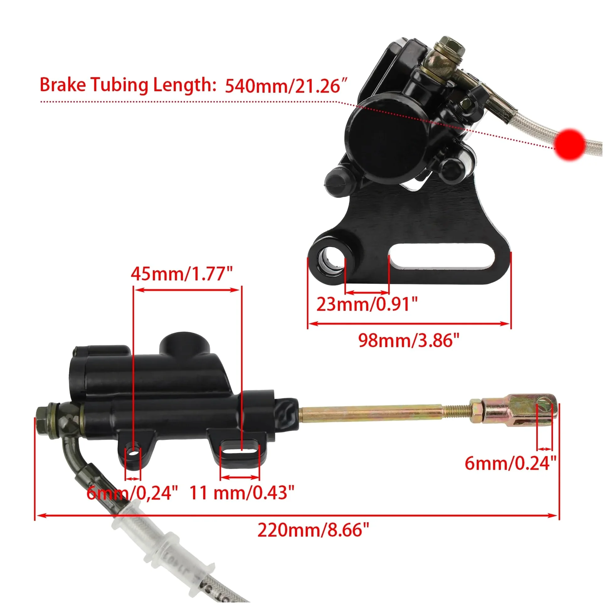 Compatible con pinza de freno genérica. | Reacondicionamiento de tierra hidráulico trasero de 15 mm 125 160 cc(B)