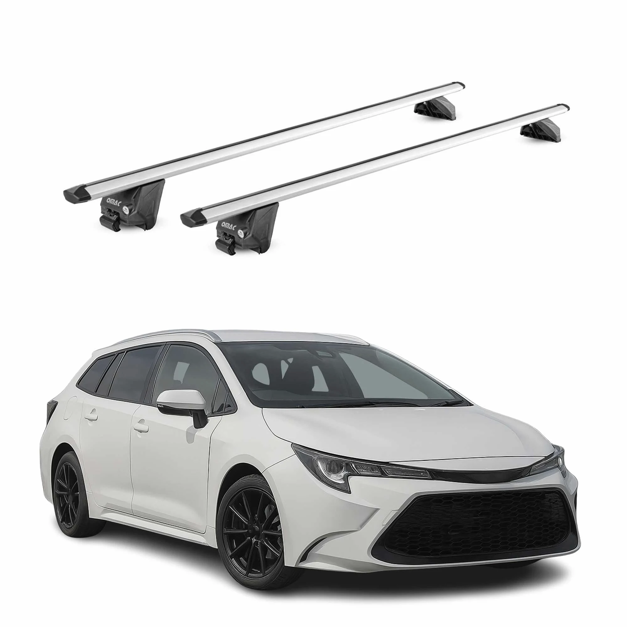 OMAC Barras de Techo Aluminio TÜV geprüft para Suzuki Swace 2020-2026 – para Barras Integradas – T Nut – MAX 100 kg – 2 Schlösser Plata