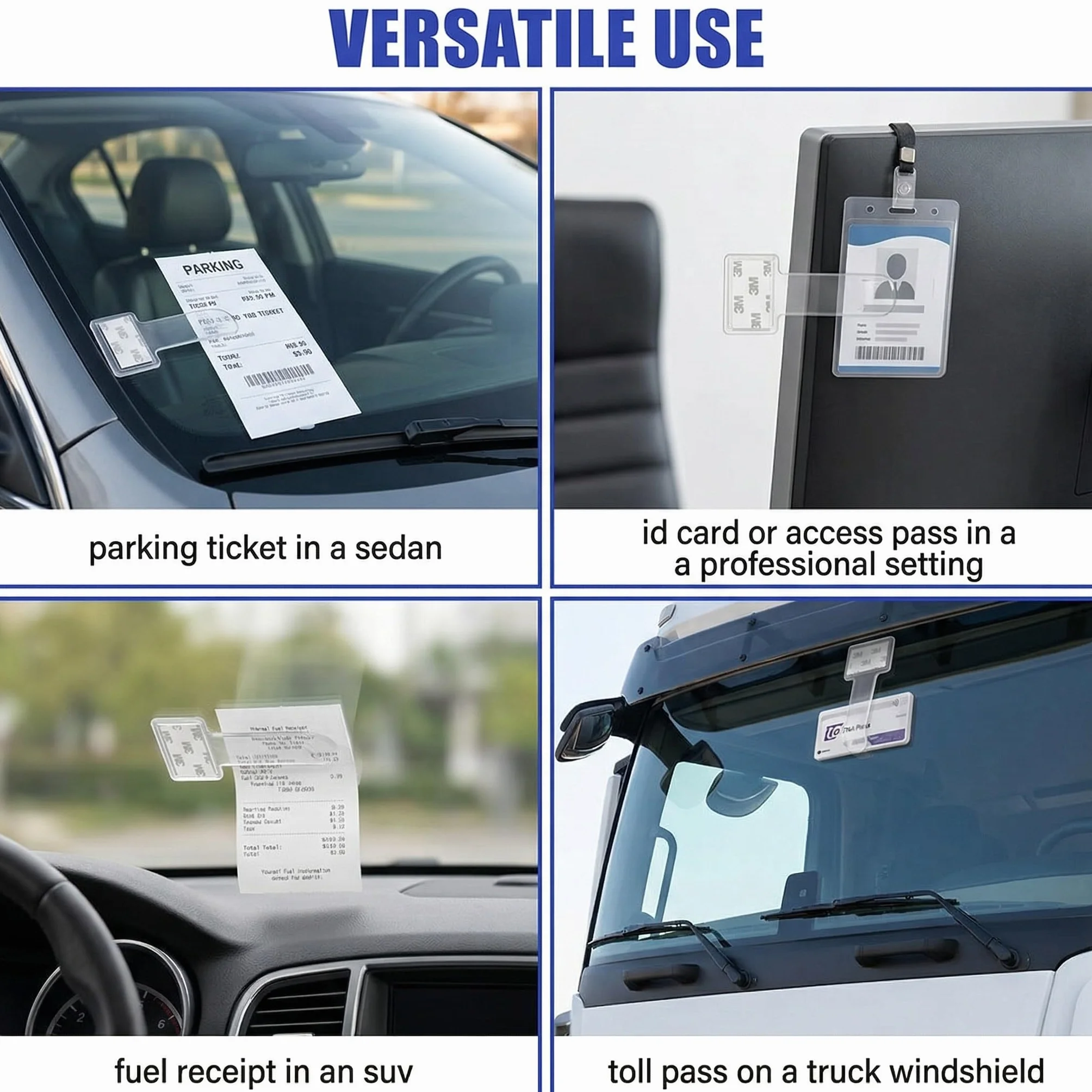 6 Unidades Soporte Via T Coche Transparente Estándar Para Tickets Aparcamiento Parabrisas