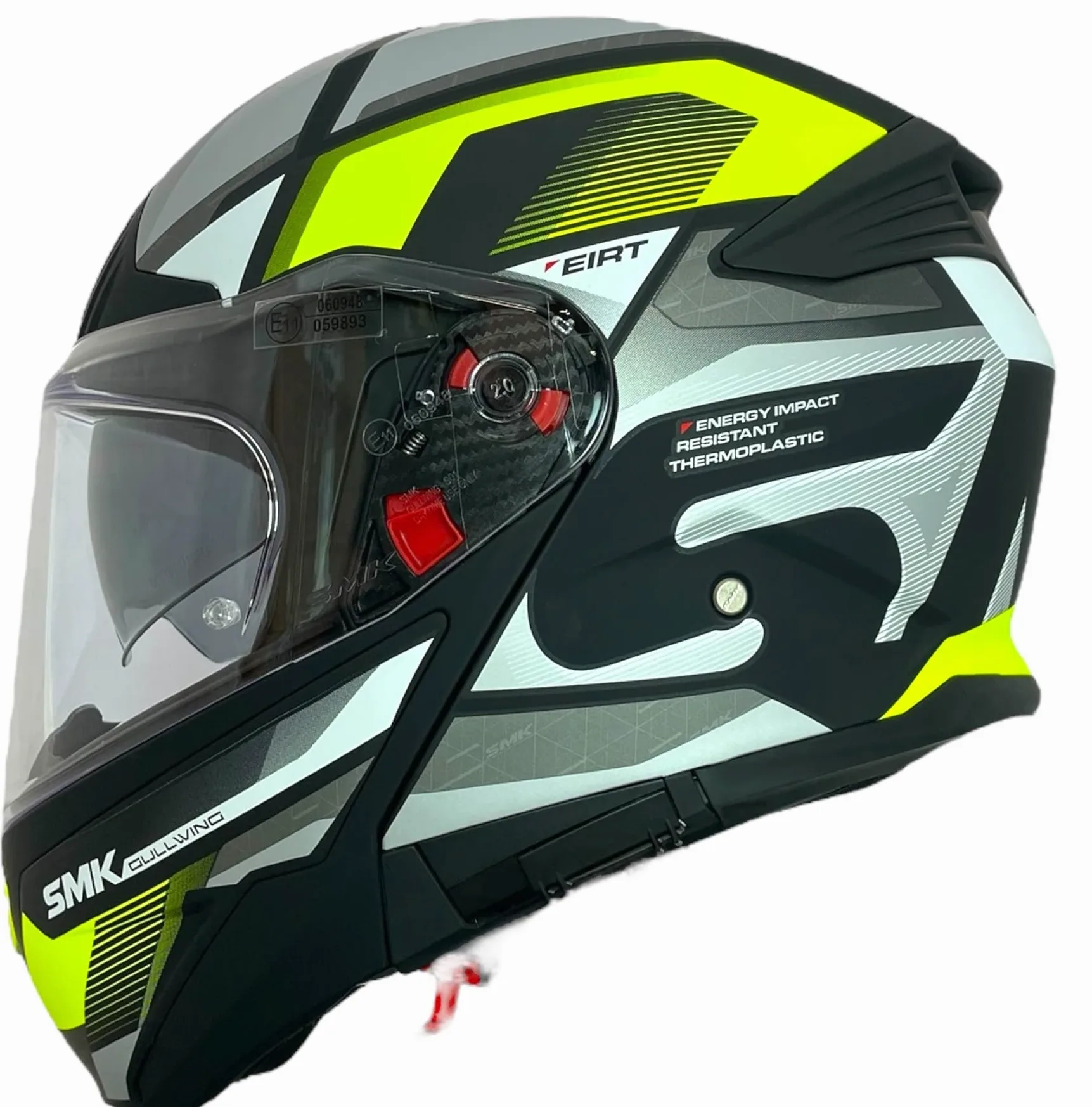 SMK Helmets Casco Modular GULLWING Venture Decorado Mate Blanco Y Amarillo 22.06 con Doble Visor P/J (L 59/60)