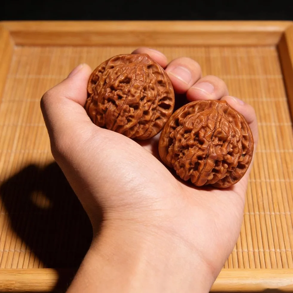 Wenwan Nueces de nogal, Wenwan Walnut con caja de regalo y cepillo para papás mayores coleccionistas