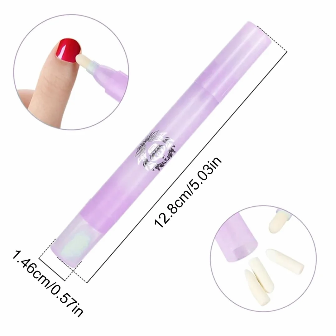 Paquete de 4 palitos quitaesmalte con hisopos de algodón, lápices de manicura y correctores de esmalte rosa morado amarillo azul