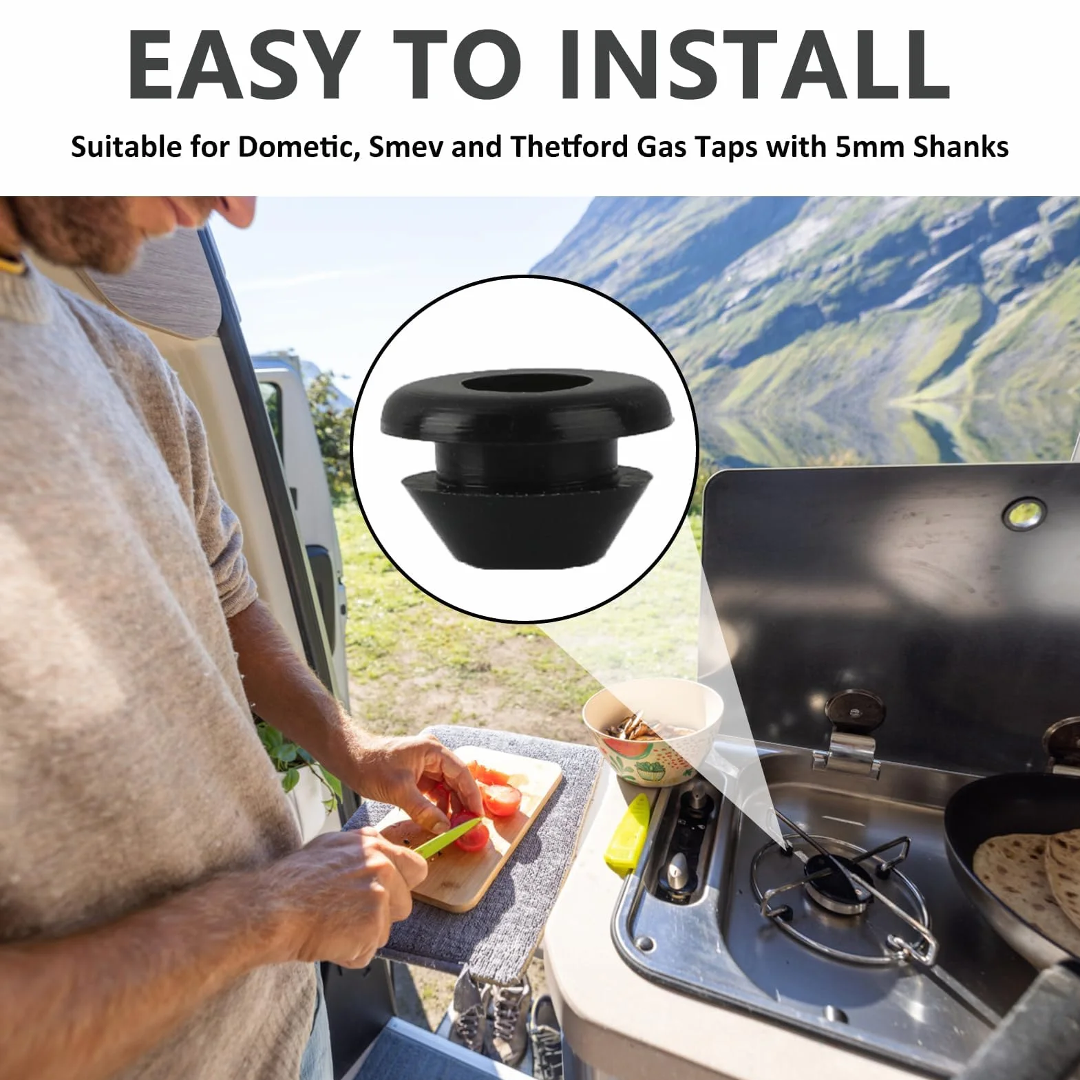 12 Piezas de Conductos de Goma, Gomas de Soporte para Hornillos Pies de Goma Pasacables de Goma de Protección para Hornillos de Autocaravanas Compatibles con Barras de 5 mm de Dometic Thetford