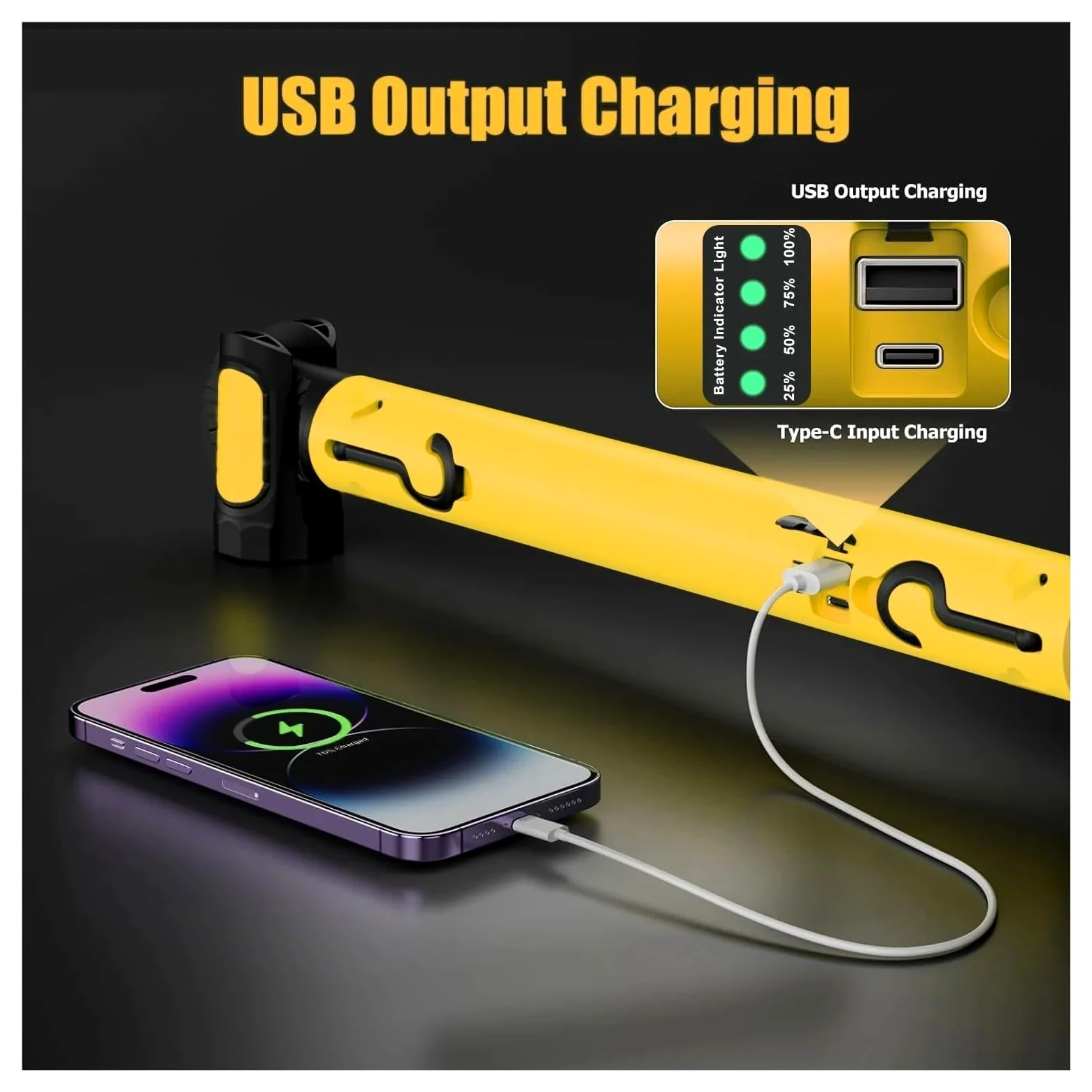 Luz De Trabajo Magnética Superbrillante, Batería Recargable Integrada 5200mAh, Lámpara Debajo del Capó, Barra For Reparación Automóviles, Iluminación Exterior IluminacióN Brillante