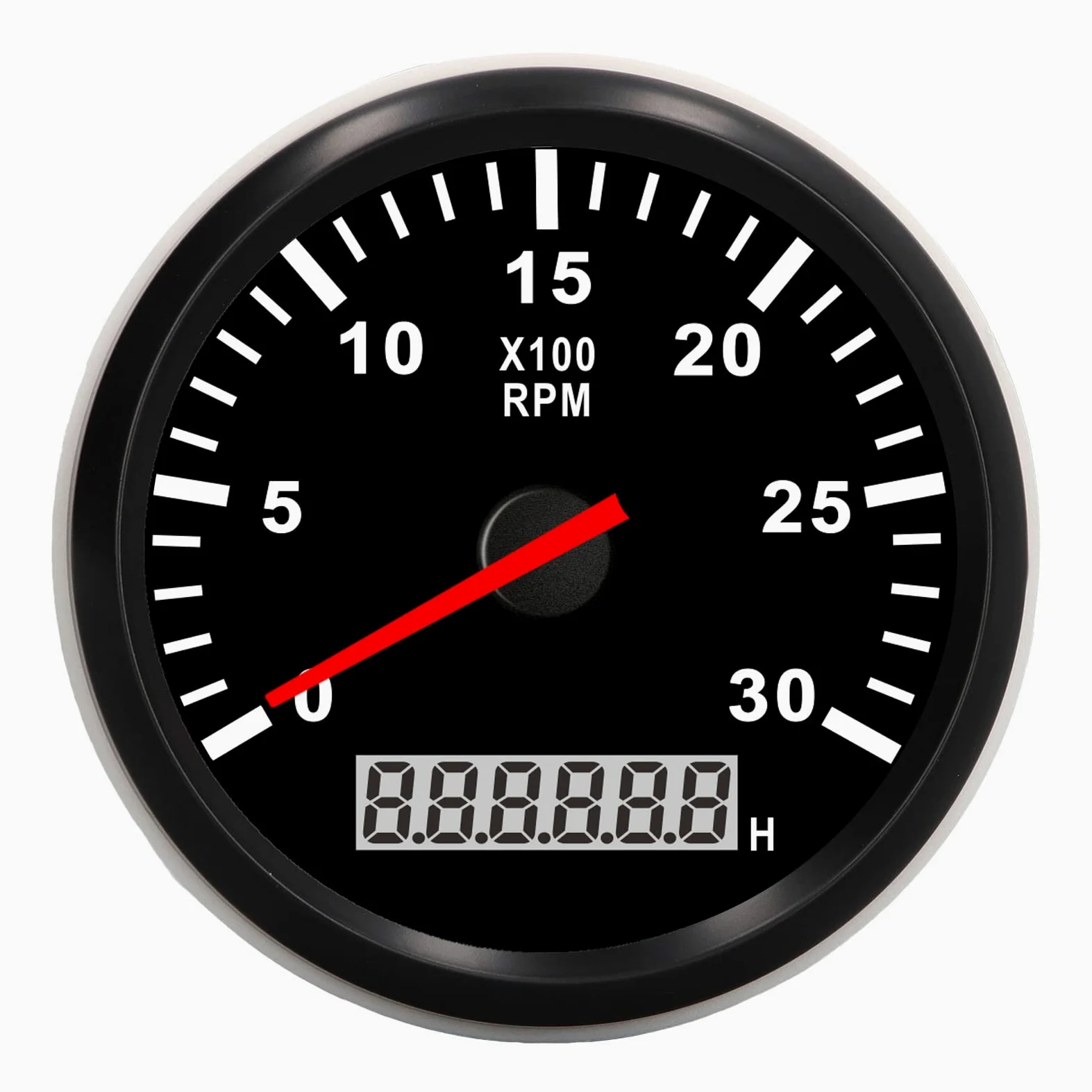 Tacómetro Marino Calibre 85mm/3,35 Pulgadas Tacómetro Calibre 3000RPM IP67 Impermeable Tacho Calibre con LCD Horómetro Retroiluminación Roja para Coche Camión Barco