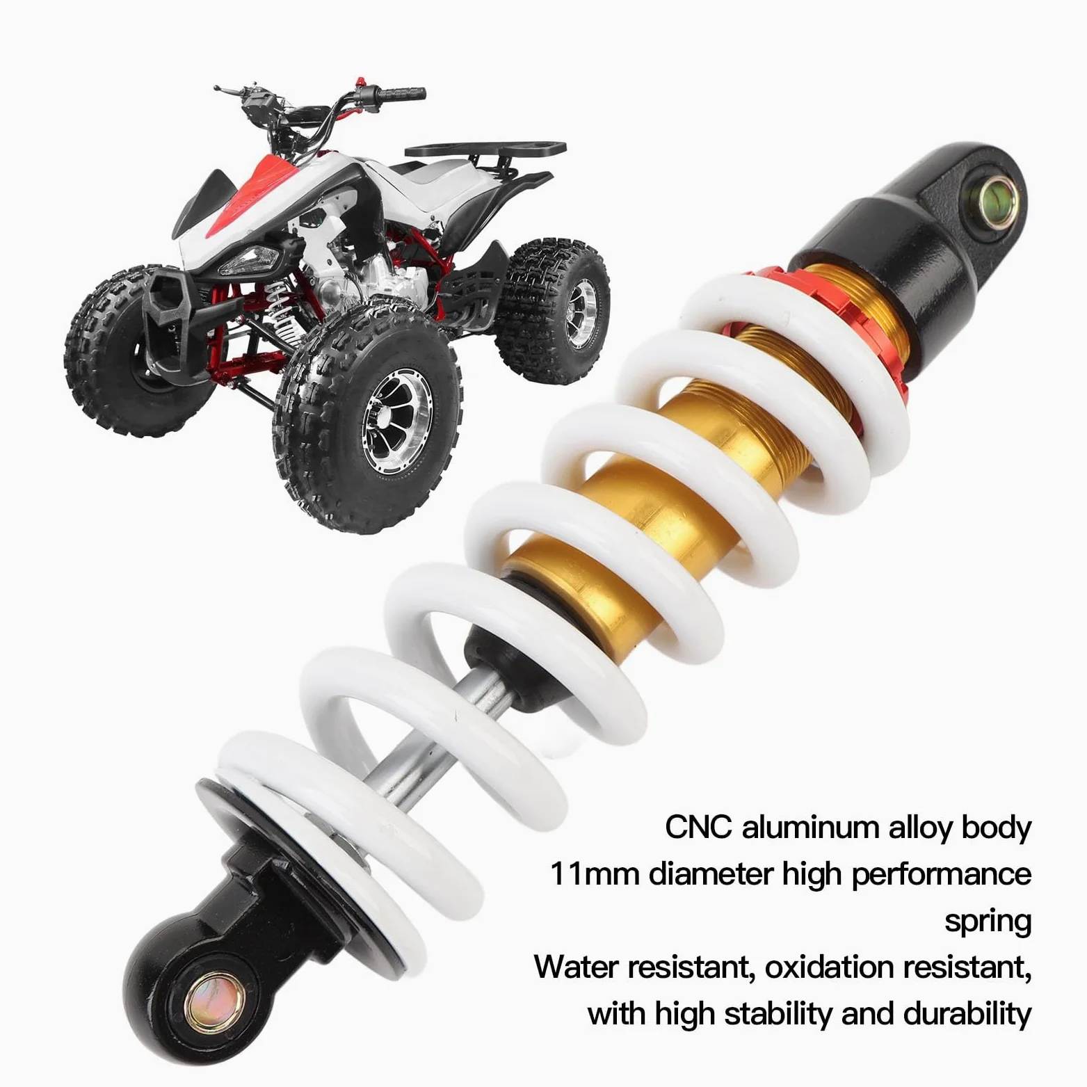 Amortiguador de Motocicleta, Suspensión de Amortiguador de 280mm Ajustable para 50c c-150c c Pit Bike ATV Go Kart Scooters