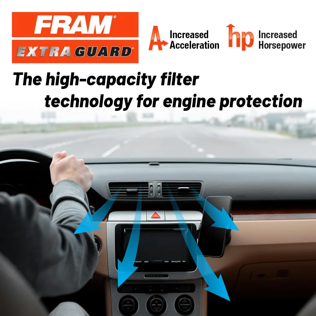 FRAM Filtro de aire de motor de plastisol redondo Extra Guard, fácil de instalar con protección avanzada del motor y rendimiento óptimo, CA7351