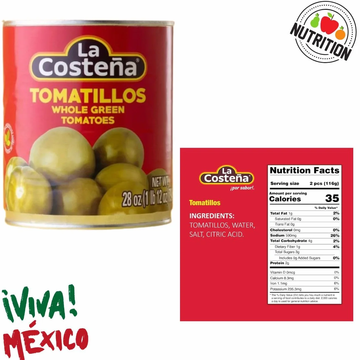 La Costeña Tomatillos Verdes 794 g Pack 2x Salsas Quesadillas