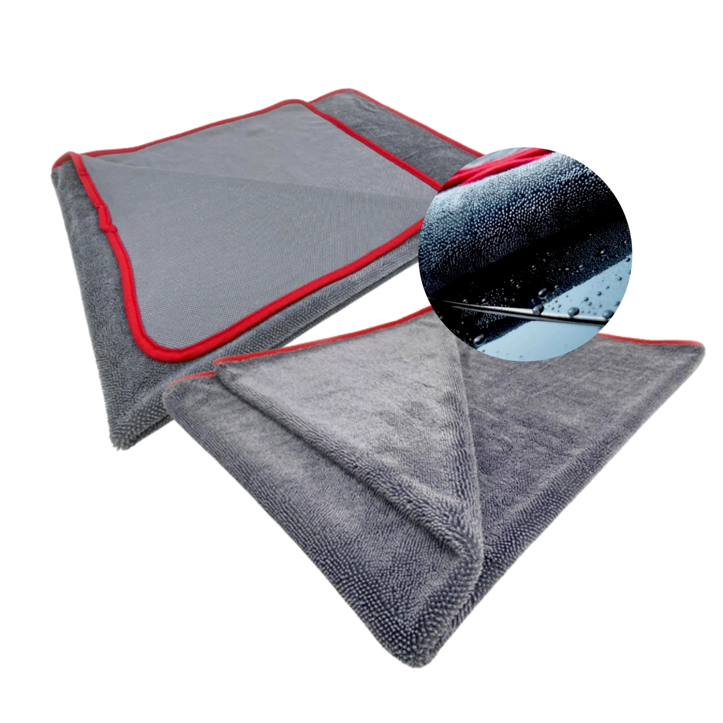 Tek Automotive Paquete de 2 toallas de secado de microfibra de triple torsión, ultra absorbentes, sin arañazos, extra grandes, 90 x 75 cm, toalla de secado de coche para limpieza, detalles y pulido