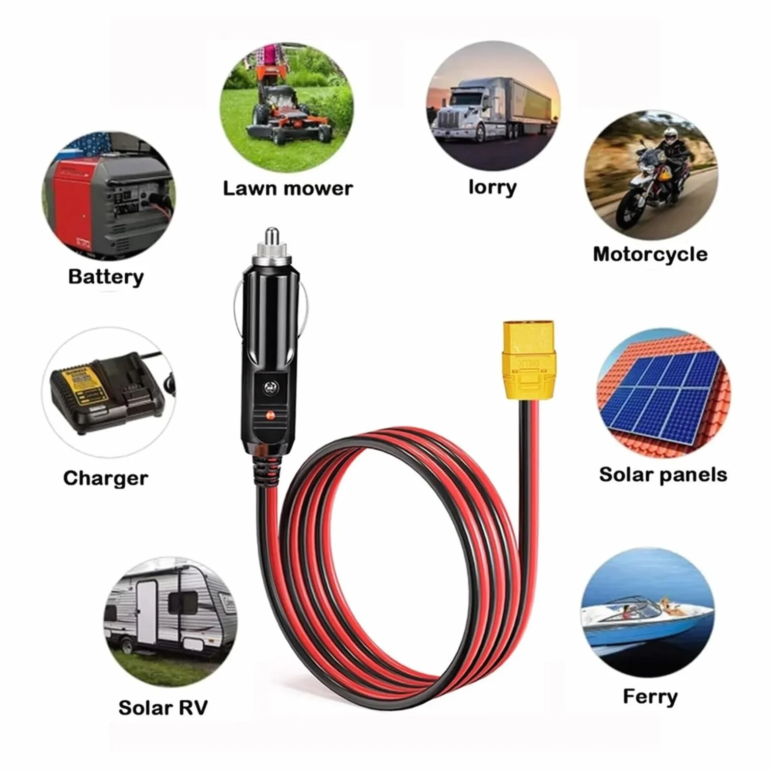 XT90 - Cable hembra a encendedor de cigarrillos de 14 AWG 12 V para generador solar