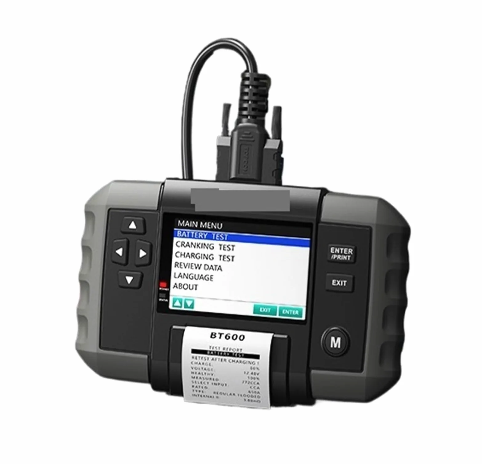 Comprobador de baterias Probador de batería de Coche BT600 de 12 V y 24 V, analizador de Plomo-ácido for vehículos con Impresora térmica integrada, Herramienta for baterías de Coche