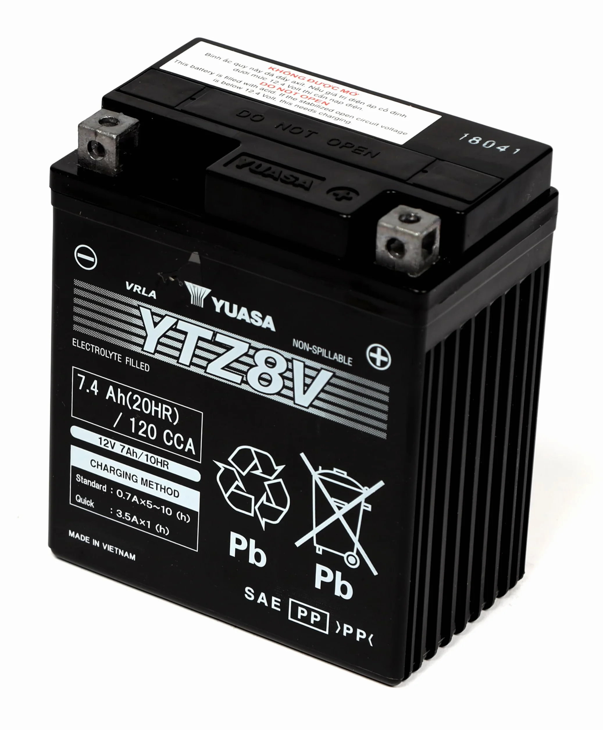 Yuasa YTZ8V 12V 120 CCA Batería de moto AGM VRLA de alto rendimiento y libre de mantenimiento
