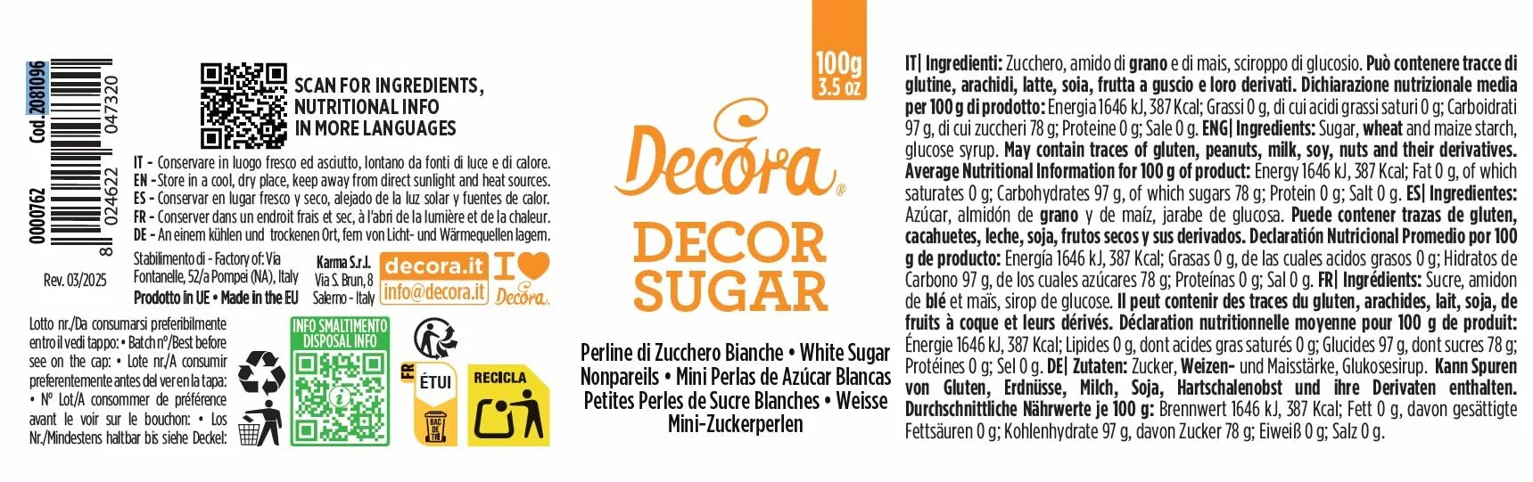 Decora Perlas de azúcar blanco 100 g