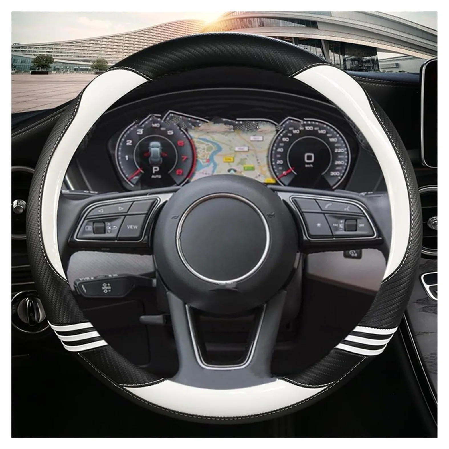 Funda Protectora para Volante de Coche A1 A3 A4 A5 A6 A7 A8 Q2 Q3 Q5 Q7 Q8 S4 Accesorios para Coche Funda para Volante de Coche 38cm