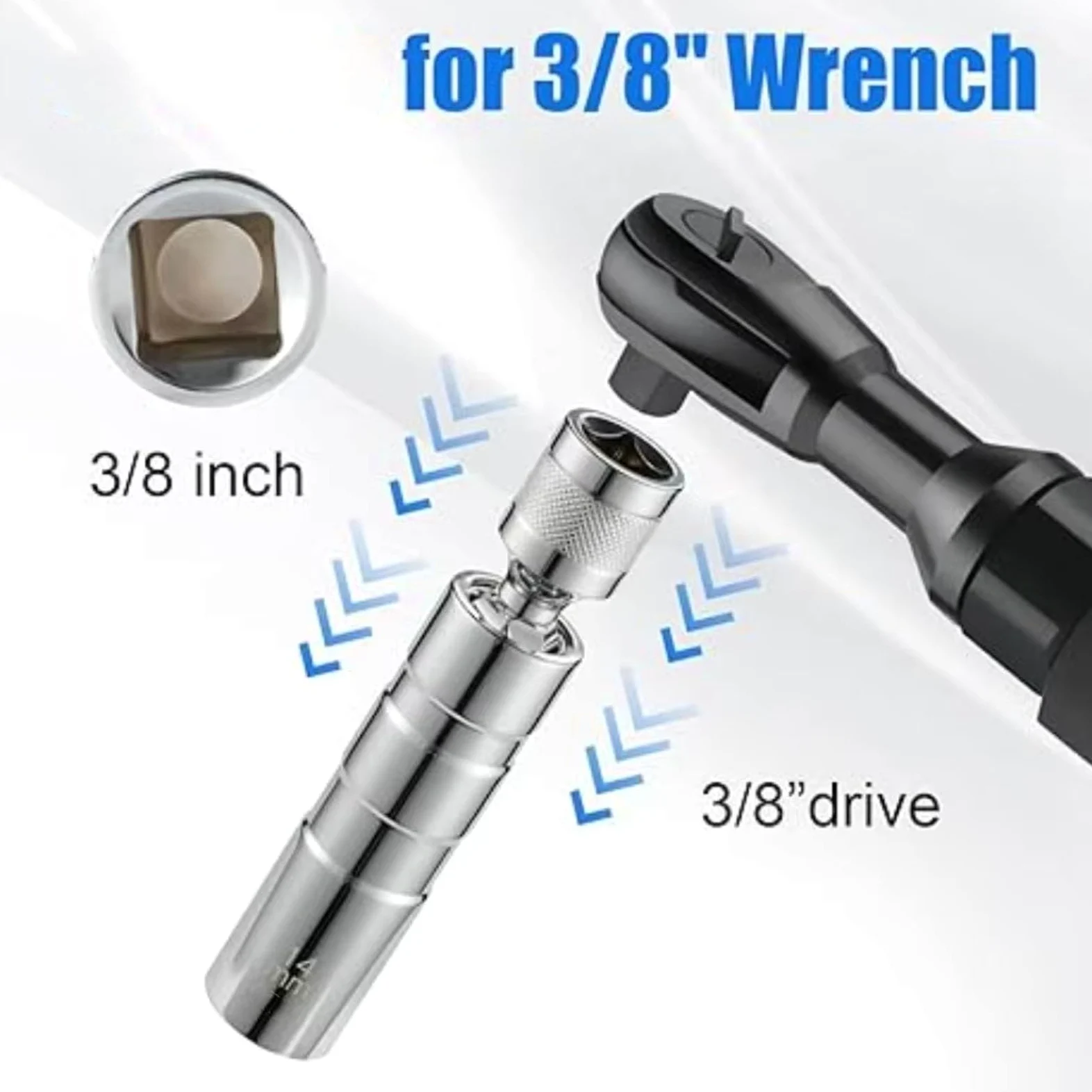 Vehículos Magnéticos Largos para Llave Enchufe Bujía Herramienta Extracción De Enchufe Encendido Pared Delgada Giratoria 14mm 16mm 4Uds Bujía Giratoria Flexible