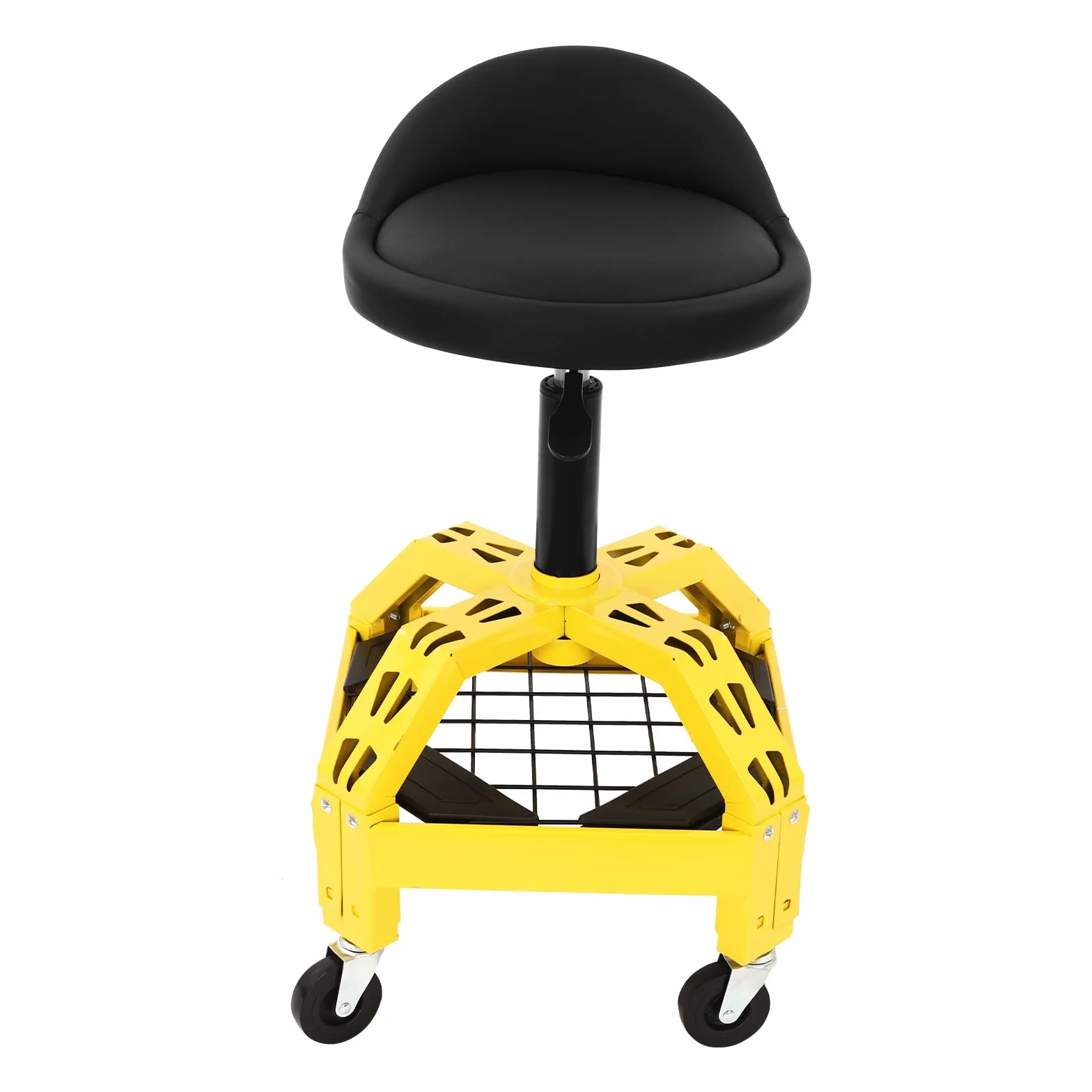 Taburete de taller ajustable con ruedas, silla de taller, taburete con ruedas, capacidad de carga de 130 kg, asiento de taller telescópico para taller, oficina