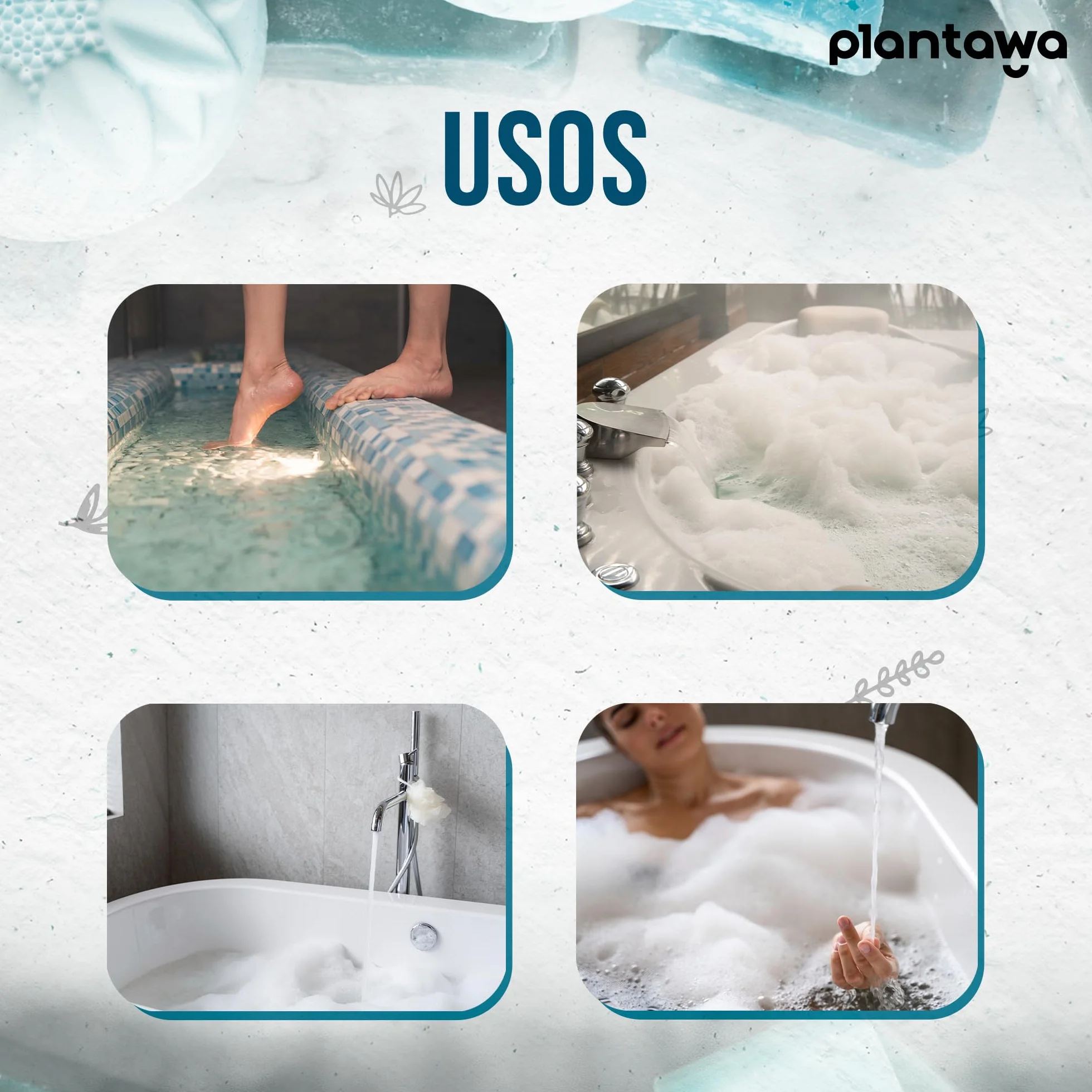 Plantawa Sales de Epsom 1KG | Sal de Baño Concentrado de Magnesio Puro | 100% Naturales para Baño Relajante
