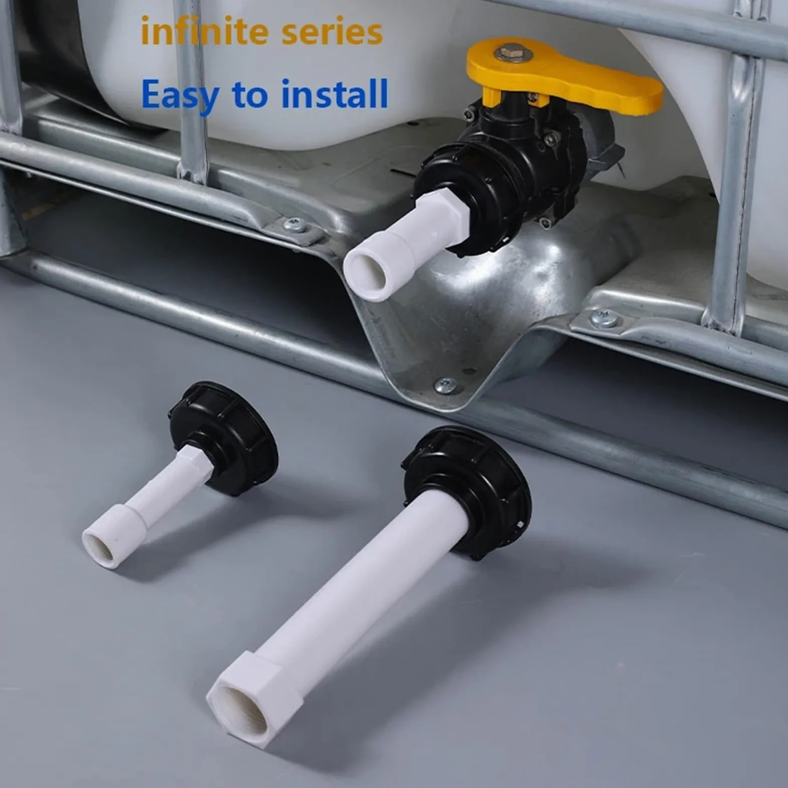 Adaptador for tanque IBC, conexión de manguera riego S60x6, conector rosca gruesa y válvula repuesto for tubo extensión 1/2", 3/4" 1"(2)
