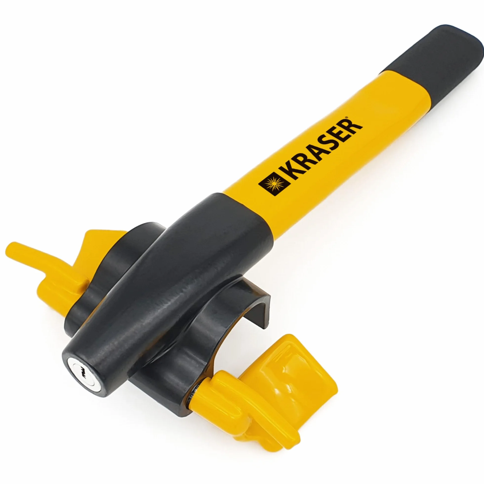 KRASER KR855Y Antirrobo Coche Volante Salpicadero Más Visible, Seguridad Extra Alrededor del Radio, Cierre Más Rápido Sin Llave, Bloqueo Barra Antirobo Universal para Camper, SUV, Autocaravana, Auto